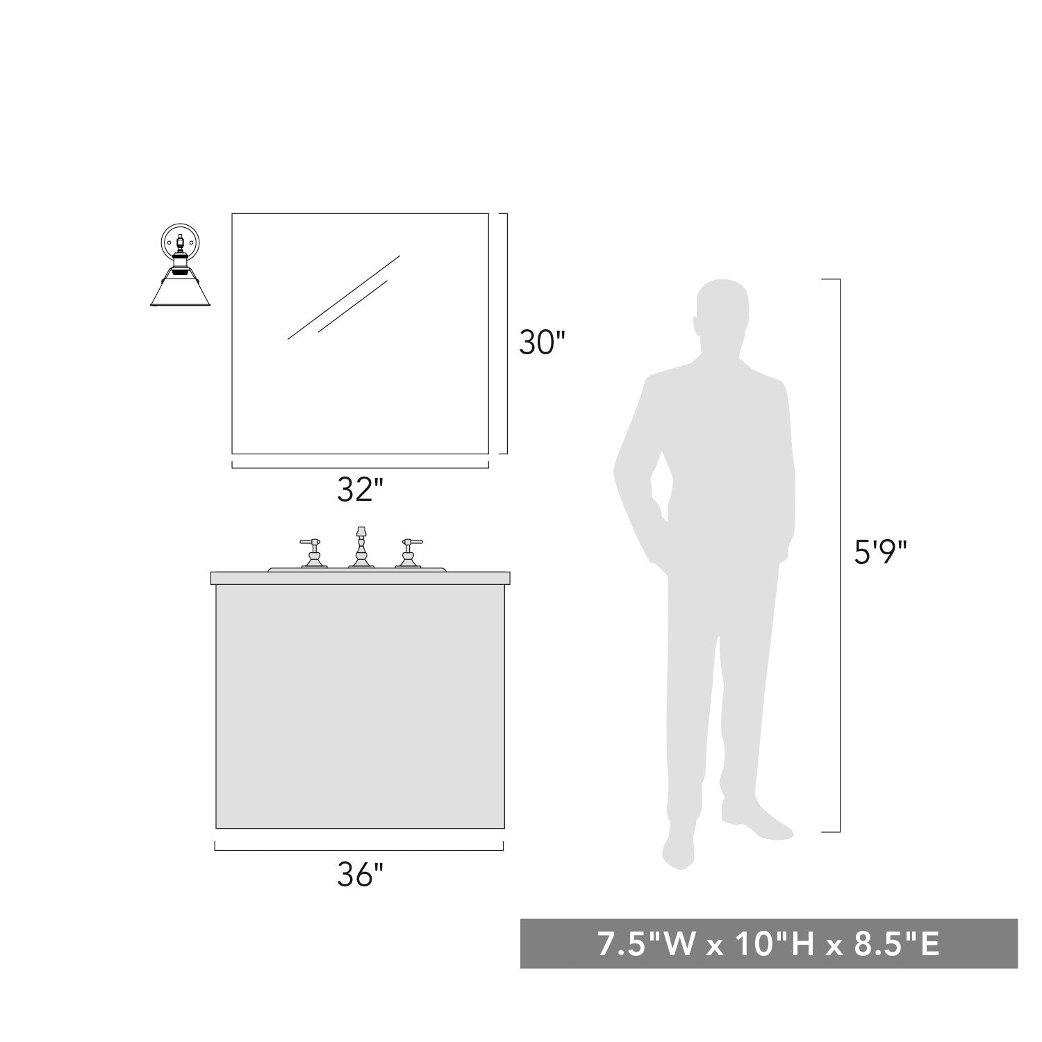 Golden - 3306-BA1 PW-EP - One Light Bath Vanity - Orwell - Pewter