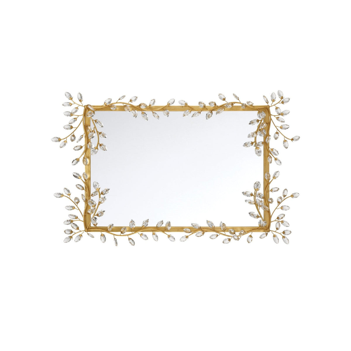 Currey and Company - 1000-0161 - Mirror - Forget-Me-Not - Clear / Chinois Gold Leaf