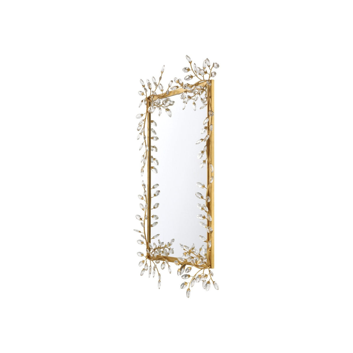 Currey and Company - 1000-0161 - Mirror - Forget-Me-Not - Clear / Chinois Gold Leaf