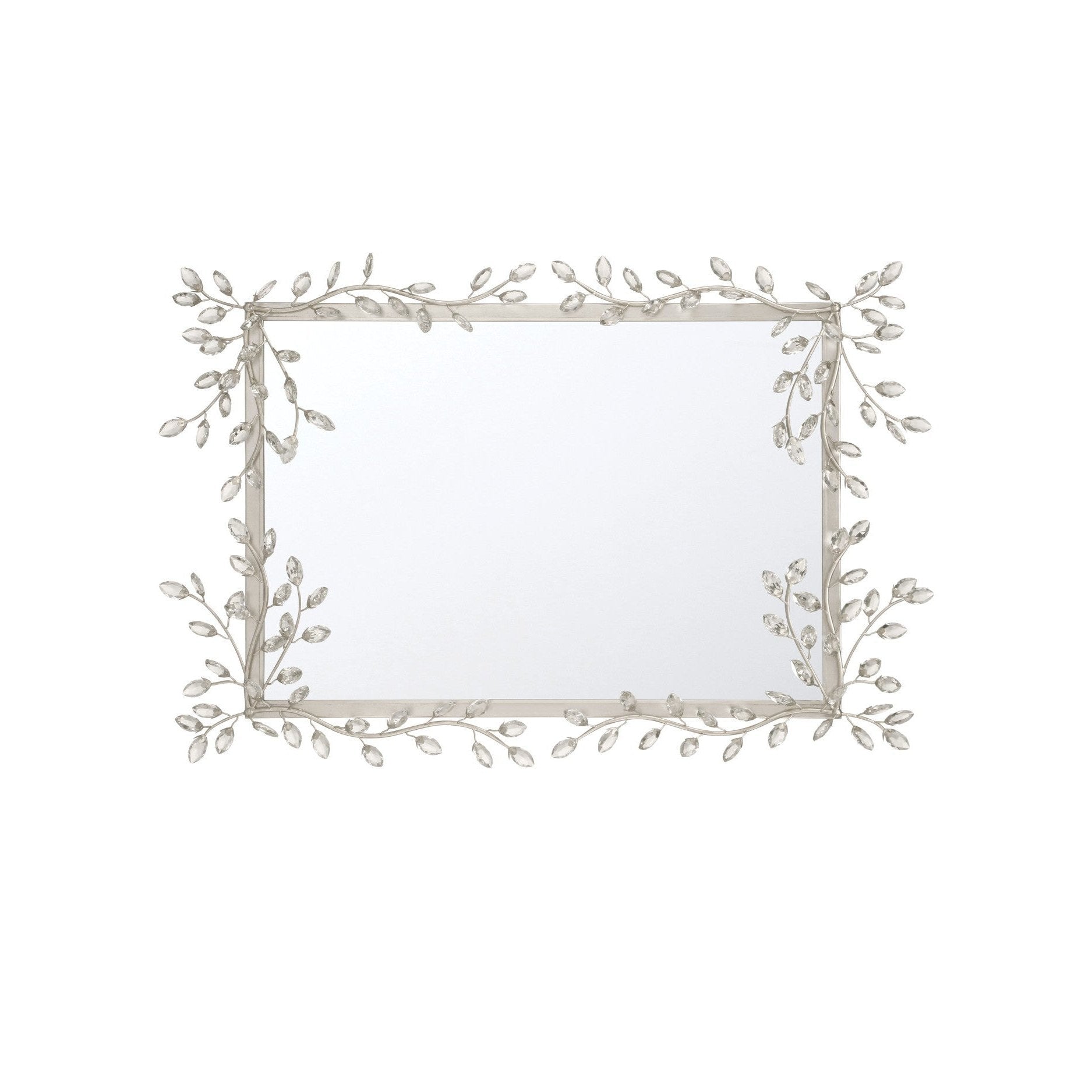 Currey and Company - 1000-0162 - Mirror - Forget-Me-Not - Clear / Silver Leaf