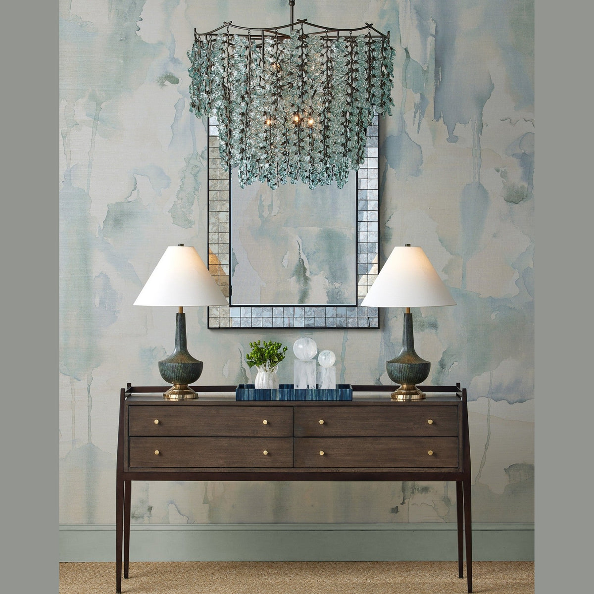 Currey and Company - 1000-0166 - Mirror - Mosaico - Ebony / Antique Mirror