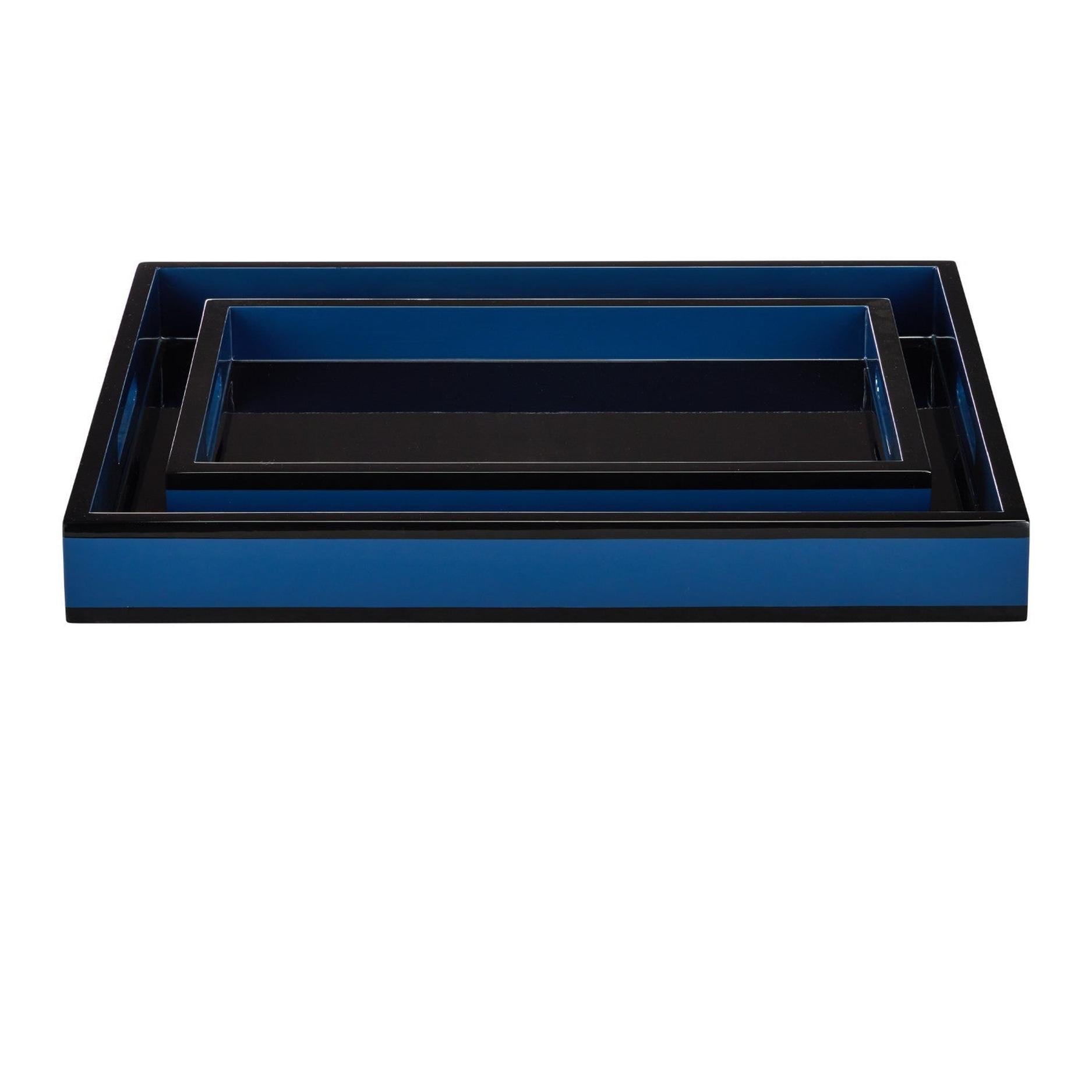 Currey and Company - 1200-1018 - Tray Set of 2 - Lacquer - Navy / Black