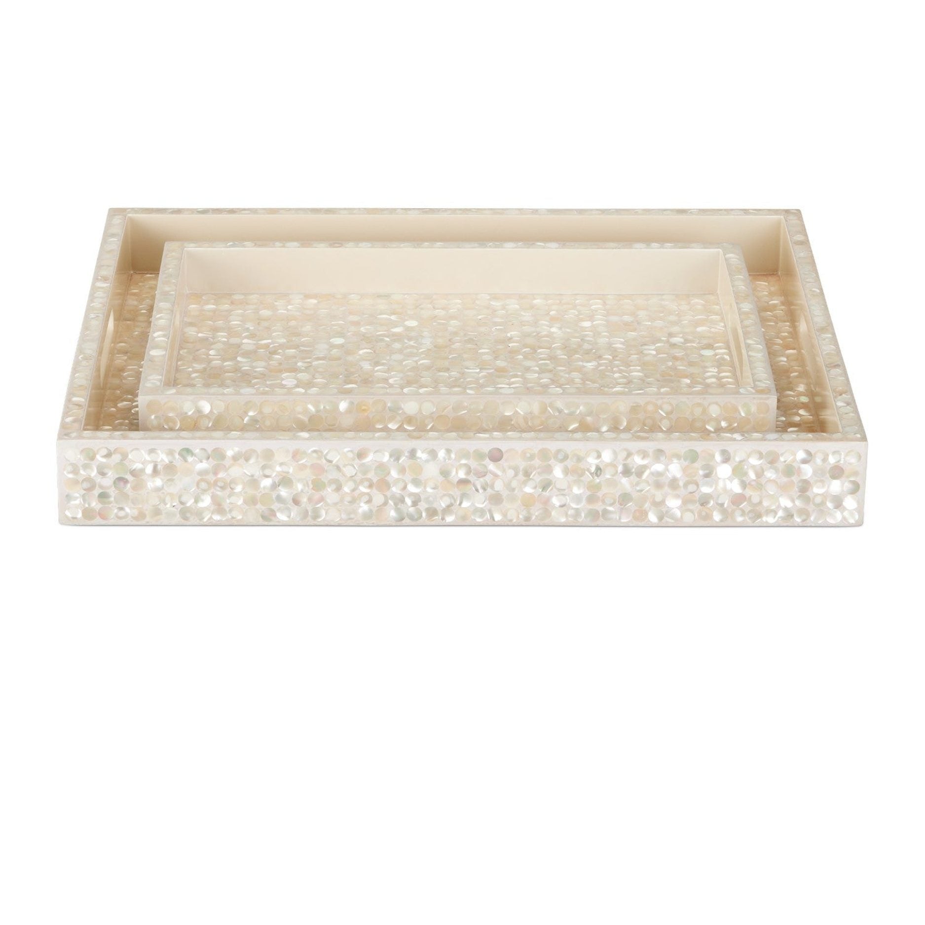 Currey and Company - 1200-1020 - Tray Set of 2 - Gerri Dot - Natural