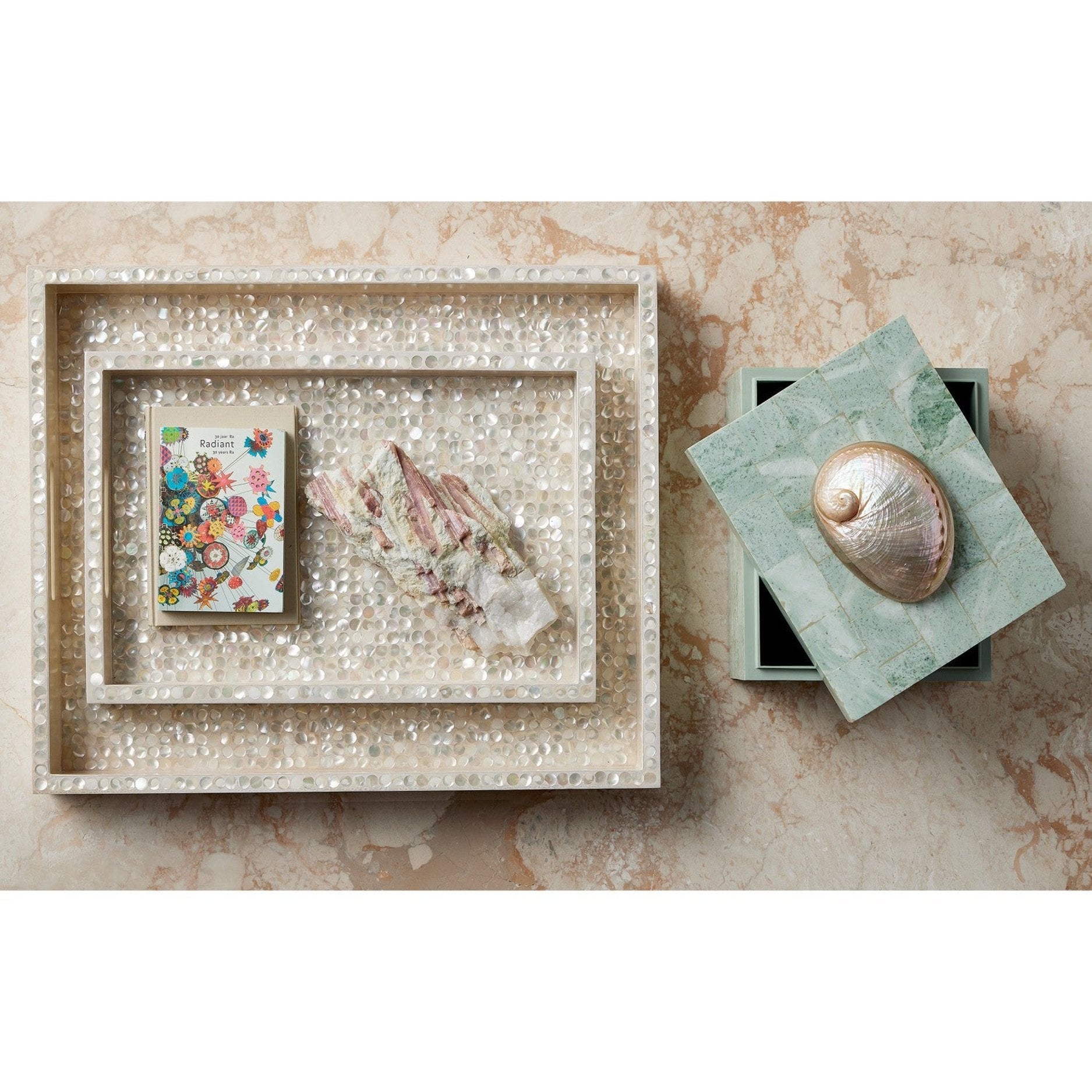 Currey and Company - 1200-1020 - Tray Set of 2 - Gerri Dot - Natural