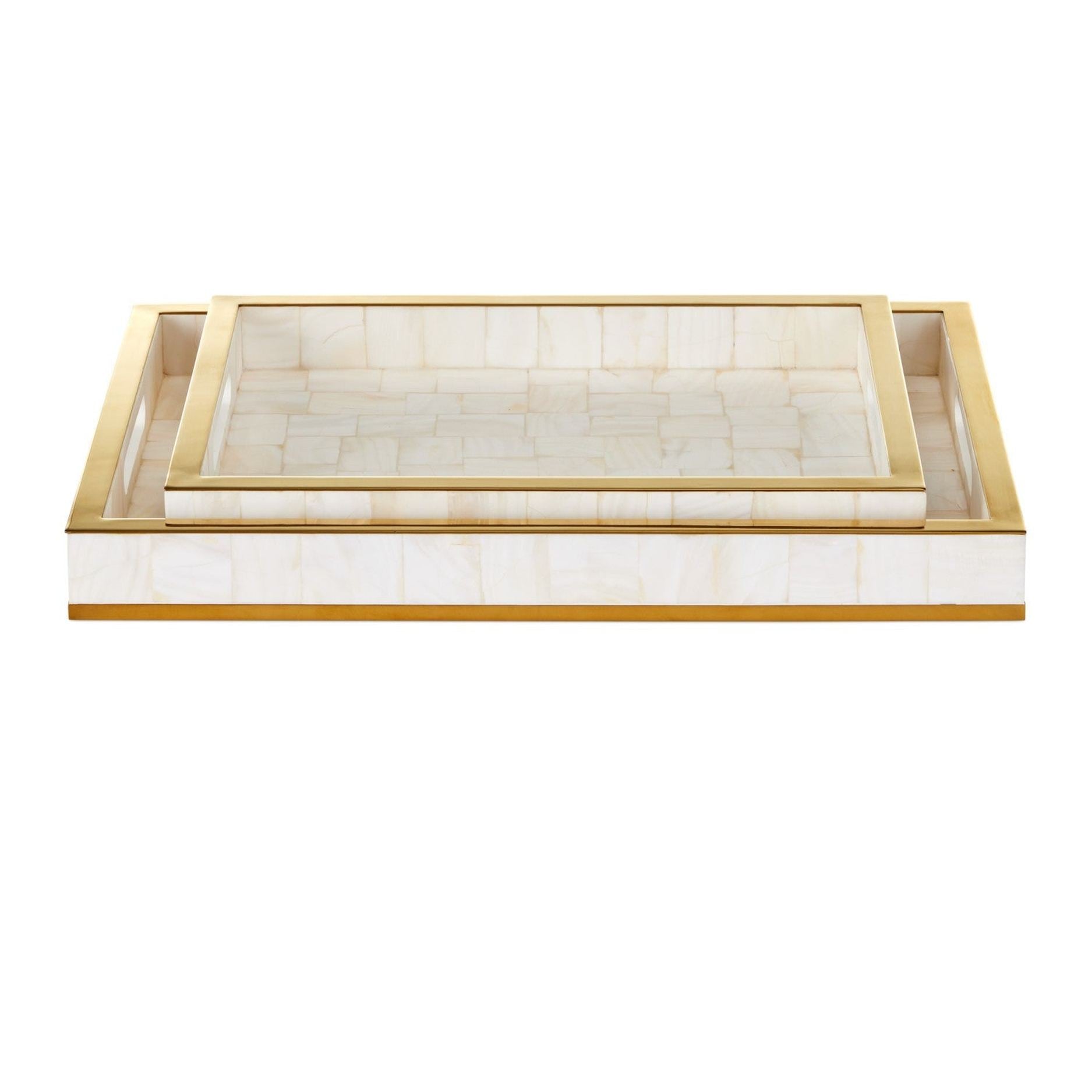 Currey and Company - 1200-1021 - Tray Set of 2 - Casey - Natural / Brass