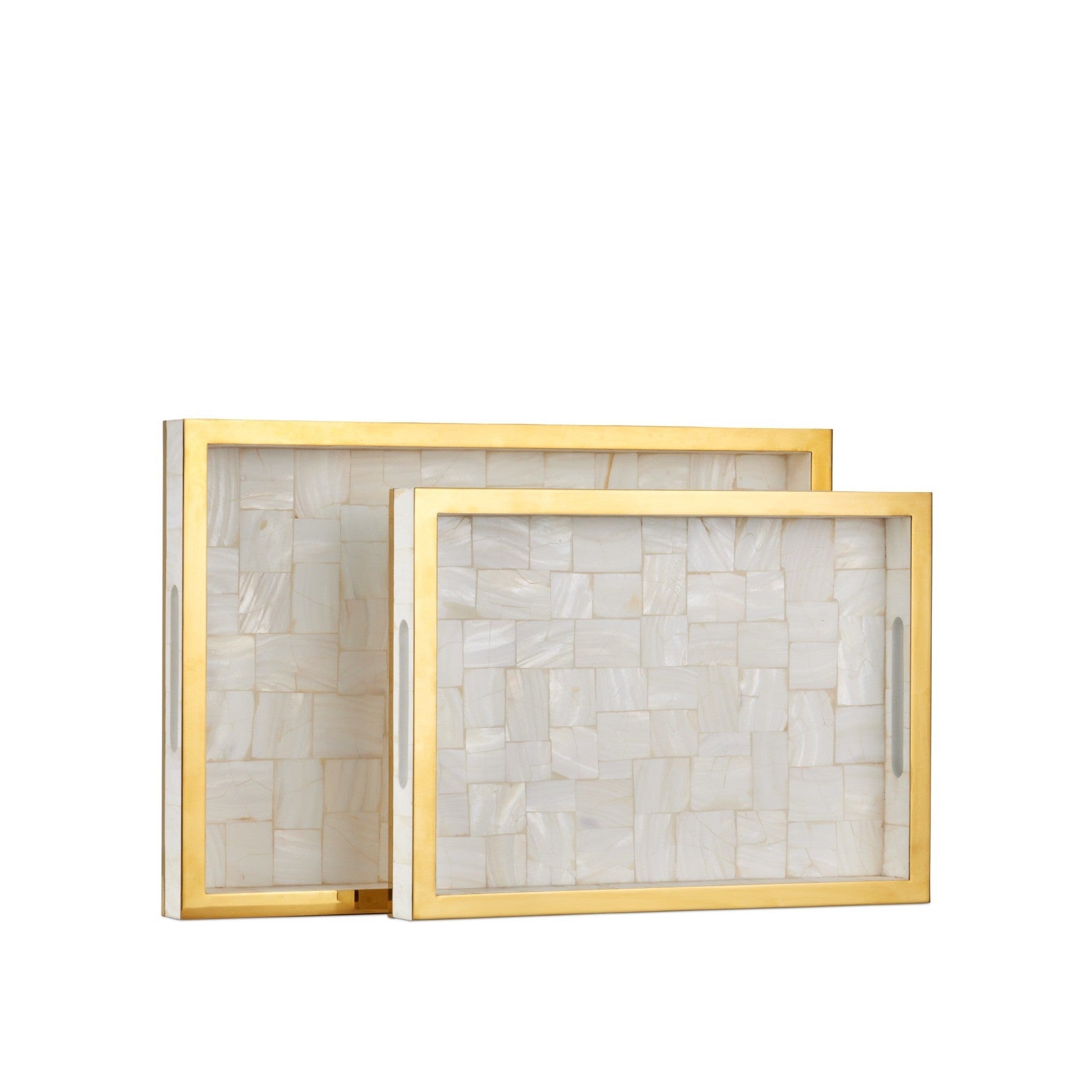 Currey and Company - 1200-1021 - Tray Set of 2 - Casey - Natural / Brass