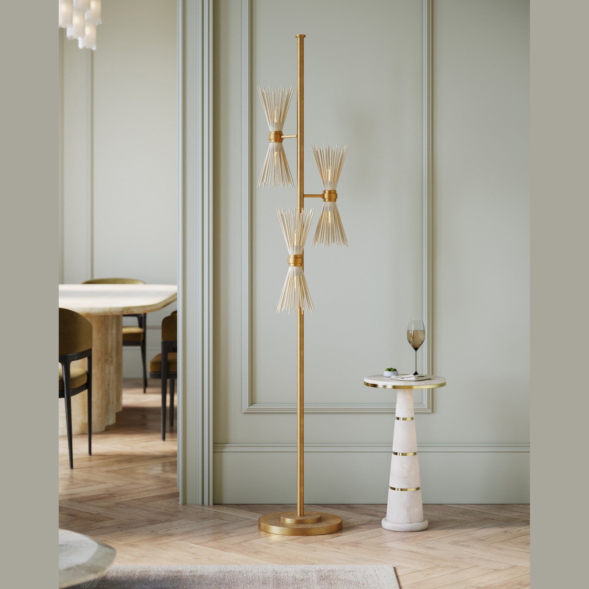 Currey and Company - 3000-0320 - Drinks Table - Eleanora - Natural / Natural Brass