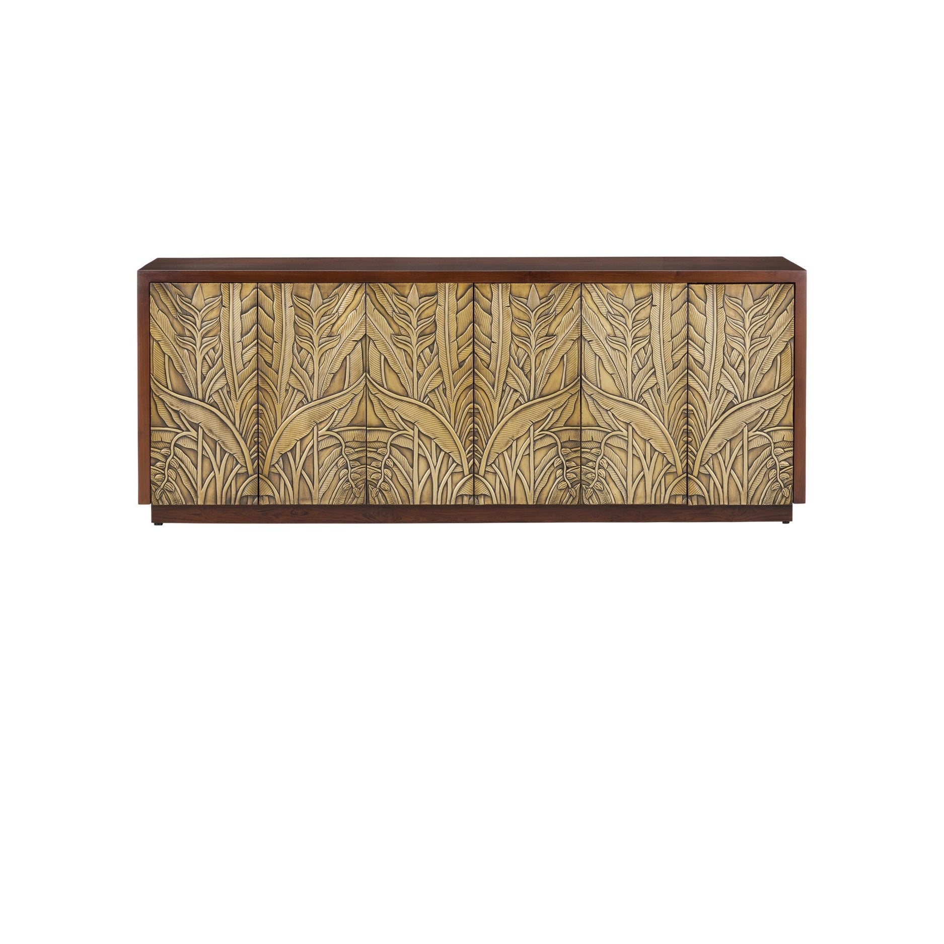 Currey and Company - 3000-0324 - Credenza - Jardin - Walnut / Antique Brass