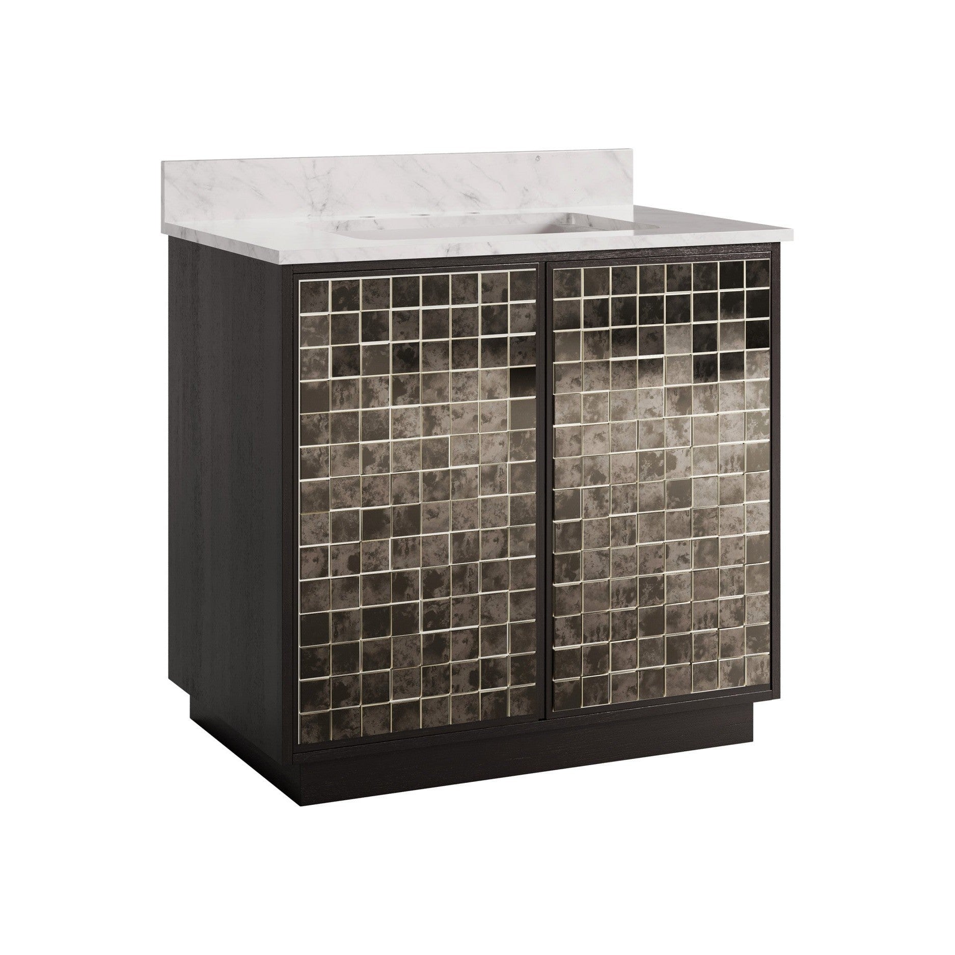 Currey and Company - 3800-0013 - 36" Vanity with Rectangular Undermount Sink - Mosaico - Ebony / Natural / White / Antique Mirror