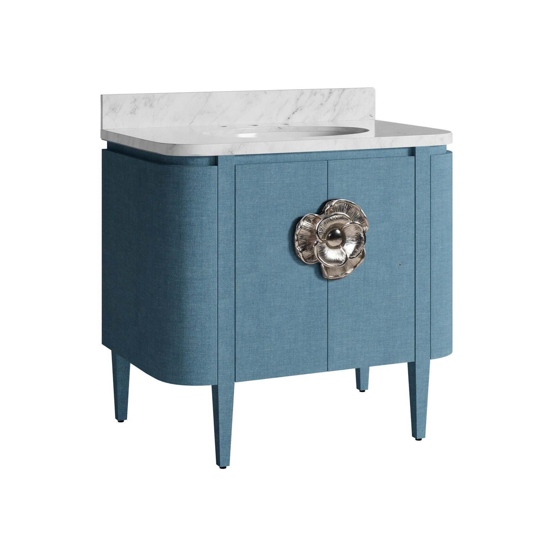 Currey and Company - 3800-0015 - 36" Vanity with Oval Undermount Sink - Briallen - Laquered Blue Linen / Natural / White / Polished Nickel