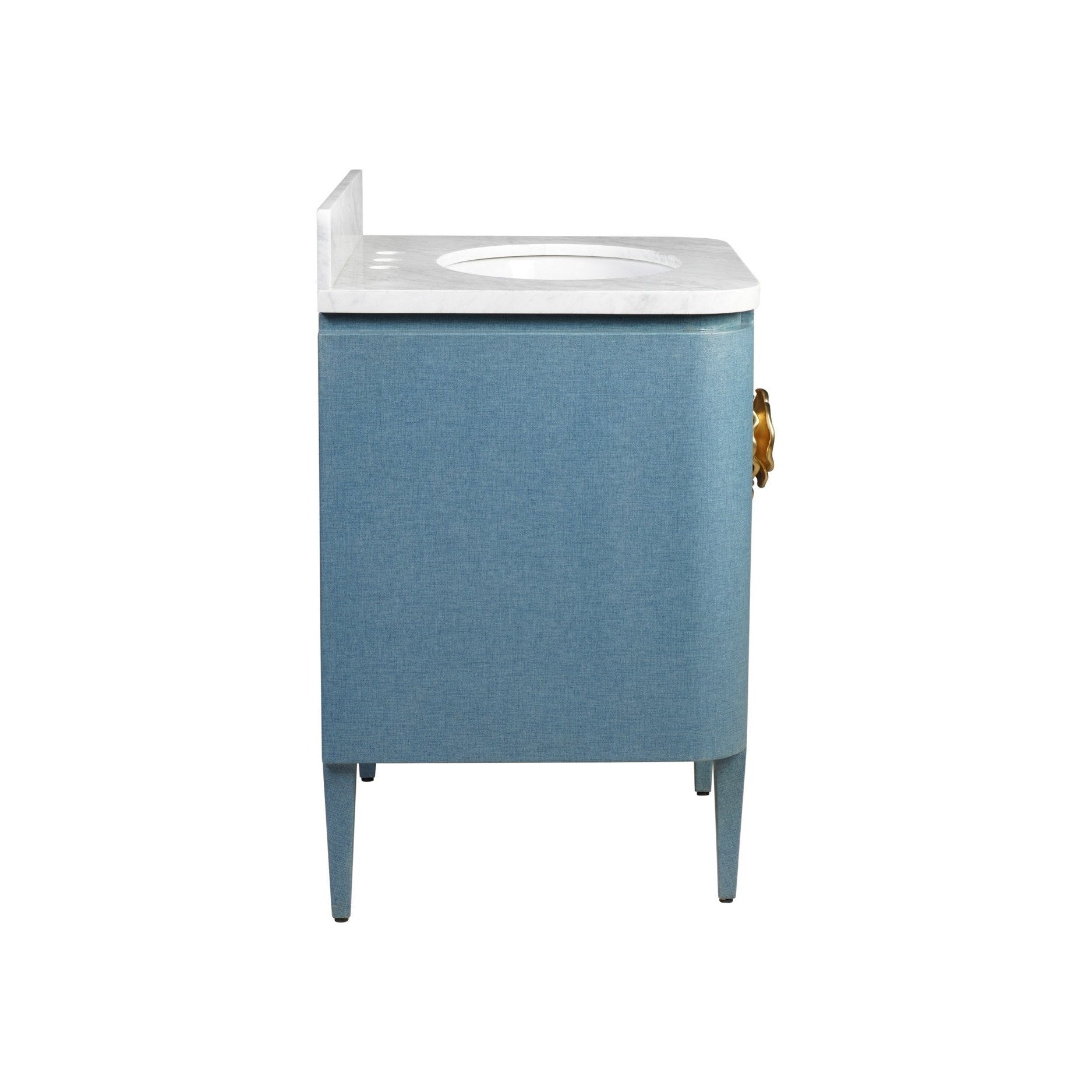 Currey and Company - 3800-0015 - 36" Vanity with Oval Undermount Sink - Briallen - Laquered Blue Linen / Natural / White / Polished Nickel
