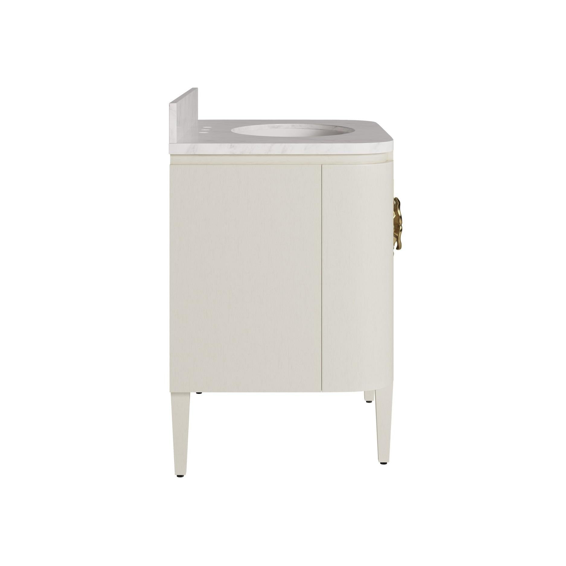 Currey and Company - 3800-0016 - 36" Vanity with Oval Undermount Sink - Briallen - Cerused White / Natural / White / Polished Brass