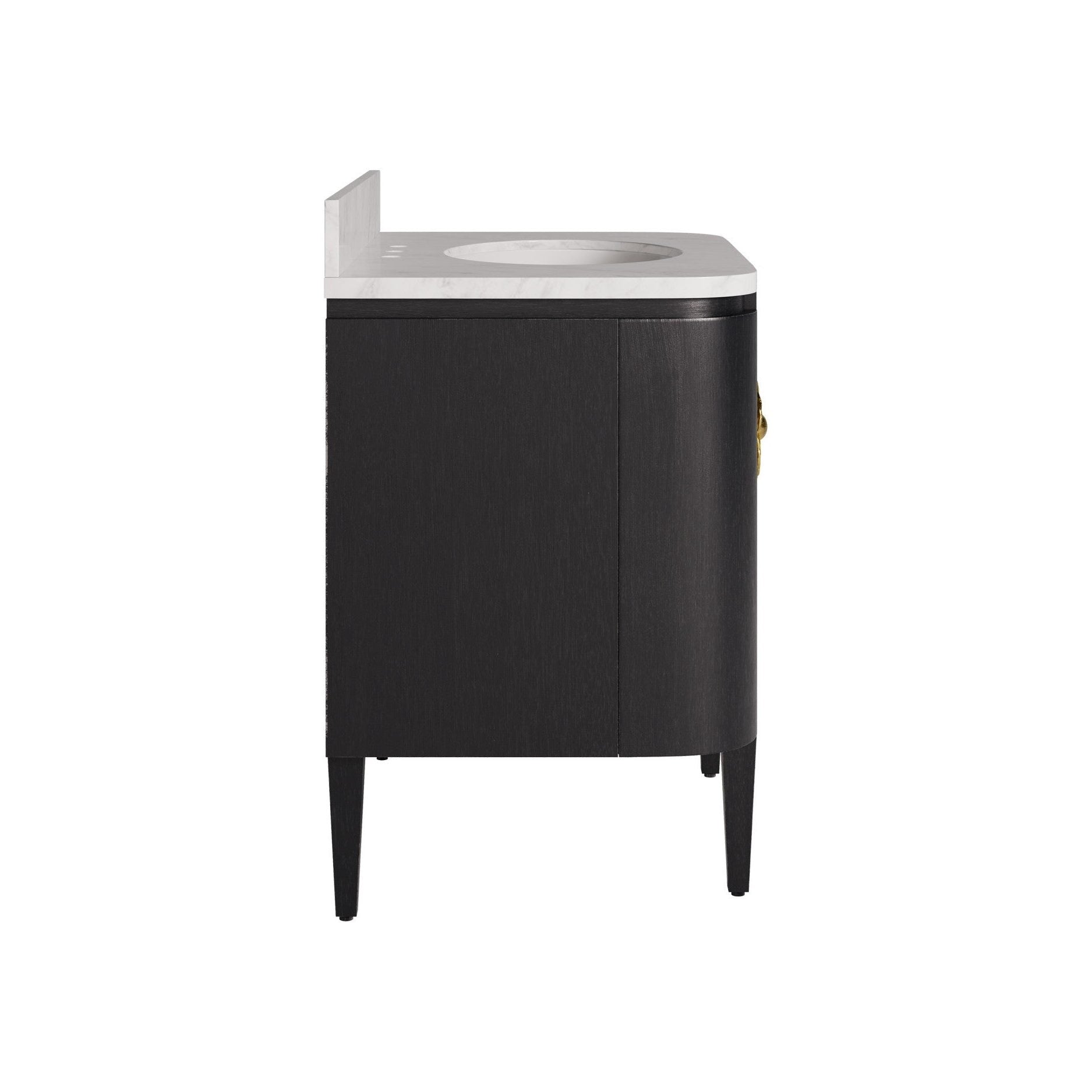 Currey and Company - 3800-0017 - 36" Vanity with Oval Undermount Sink - Briallen - Caviar Black / Natural / White / Light Antique Brass