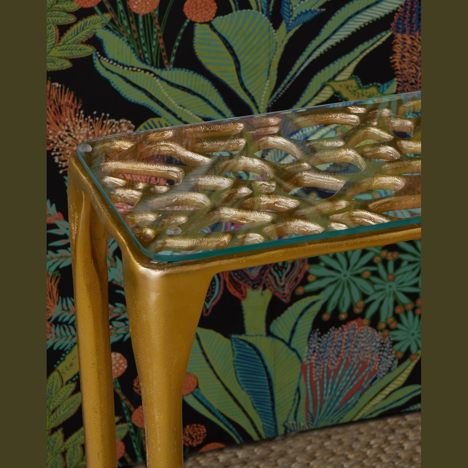 Currey and Company - 4000-0232 - Console Table - Honeycomb - Gold / Clear