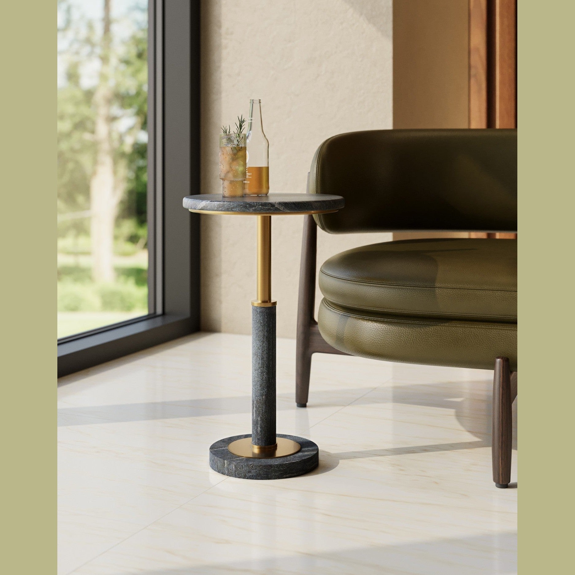 Currey and Company - 4000-0241 - Accent Table - Miles - Natural / Polished Brass