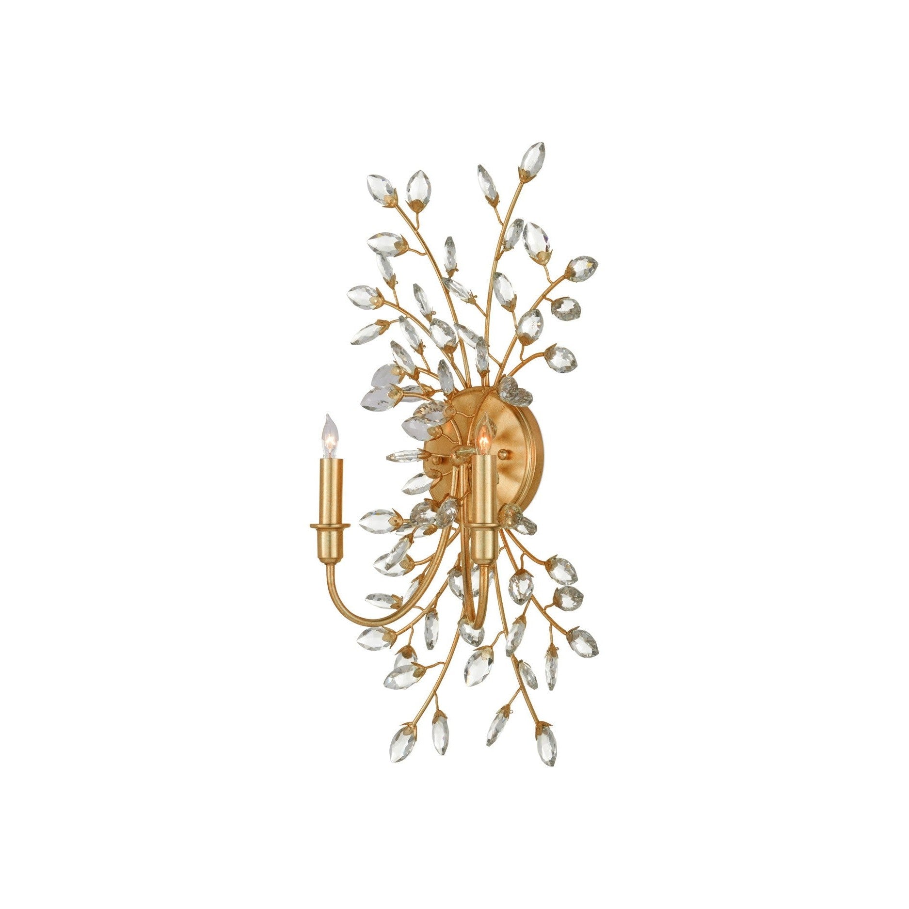Currey and Company - 5000-0275 - Two Light Wall Sconce - Forget-Me-Not - Clear / Chinois Gold Leaf