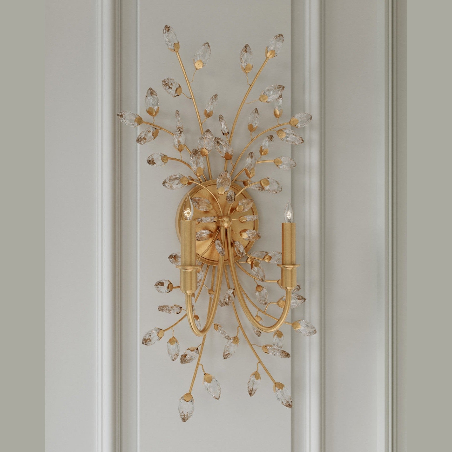 Currey and Company - 5000-0275 - Two Light Wall Sconce - Forget-Me-Not - Clear / Chinois Gold Leaf