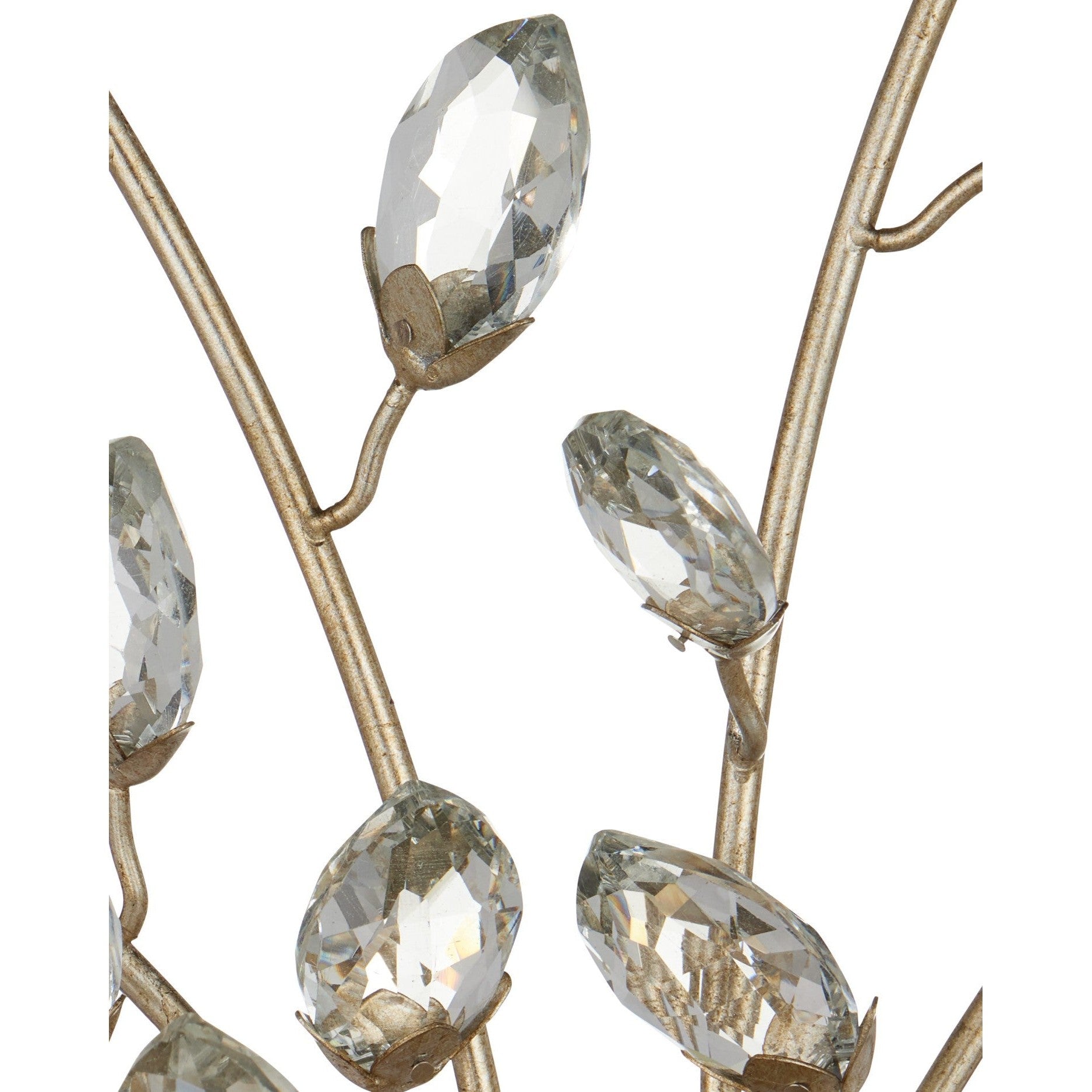 Currey and Company - 5000-0276 - Two Light Wall Sconce - Forget-Me-Not - Clear / Silver Leaf
