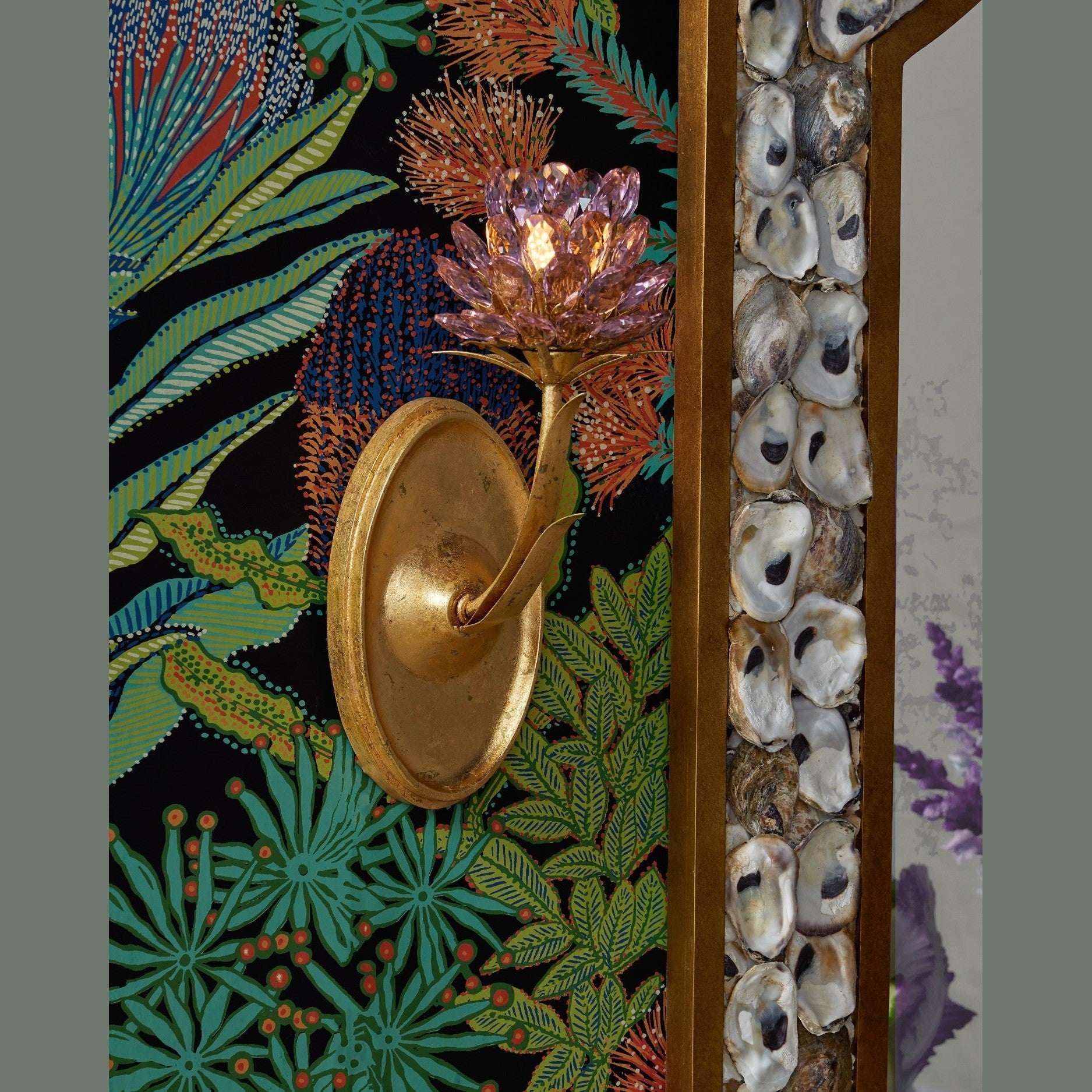 Currey and Company - 5000-0279 - One Light Wall Sconce - Marilee - Pink / Dutch Gold Leaf