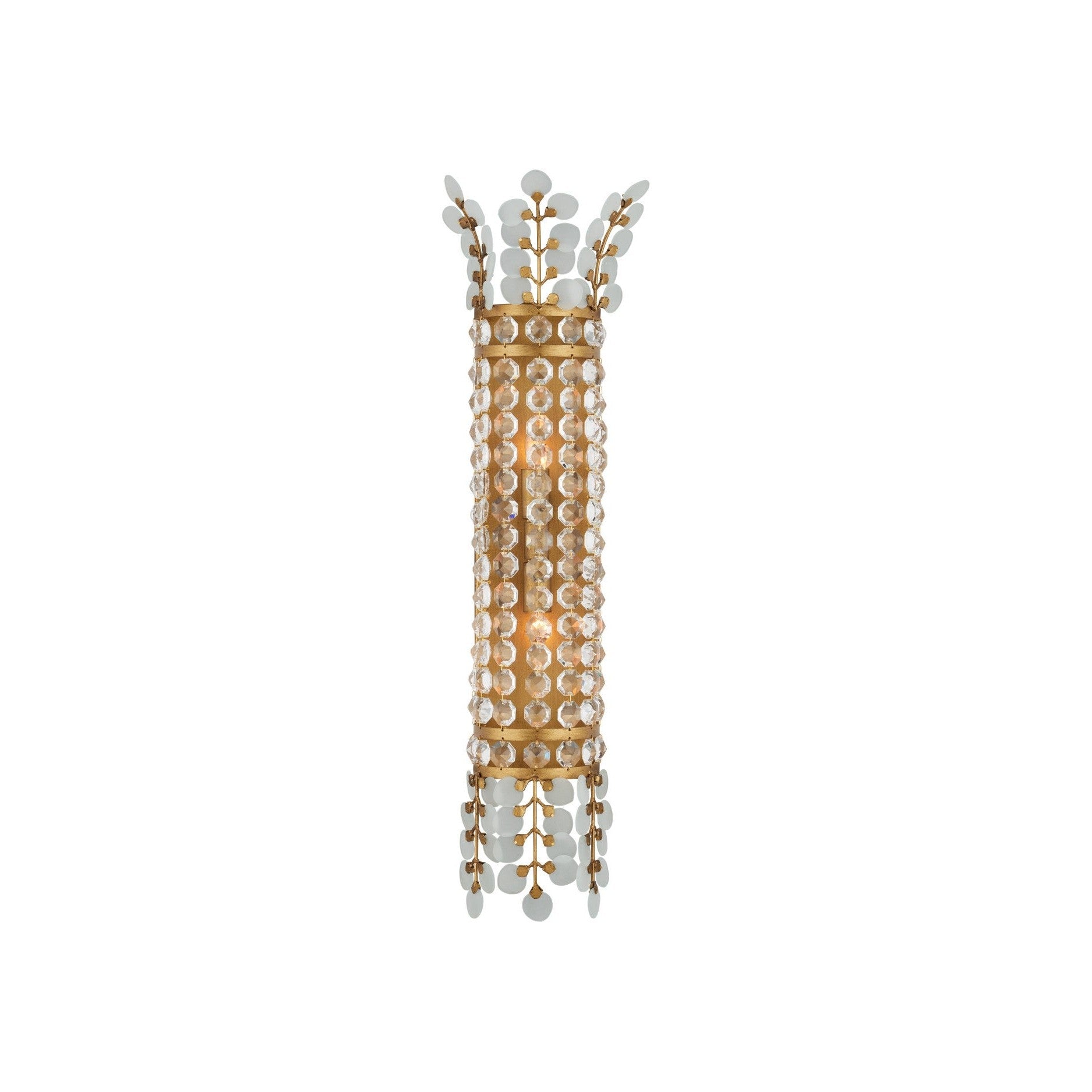 Currey and Company - 5000-0283 - Two Light Wall Sconce - Bradshaw - Frosted / Clear / Brass