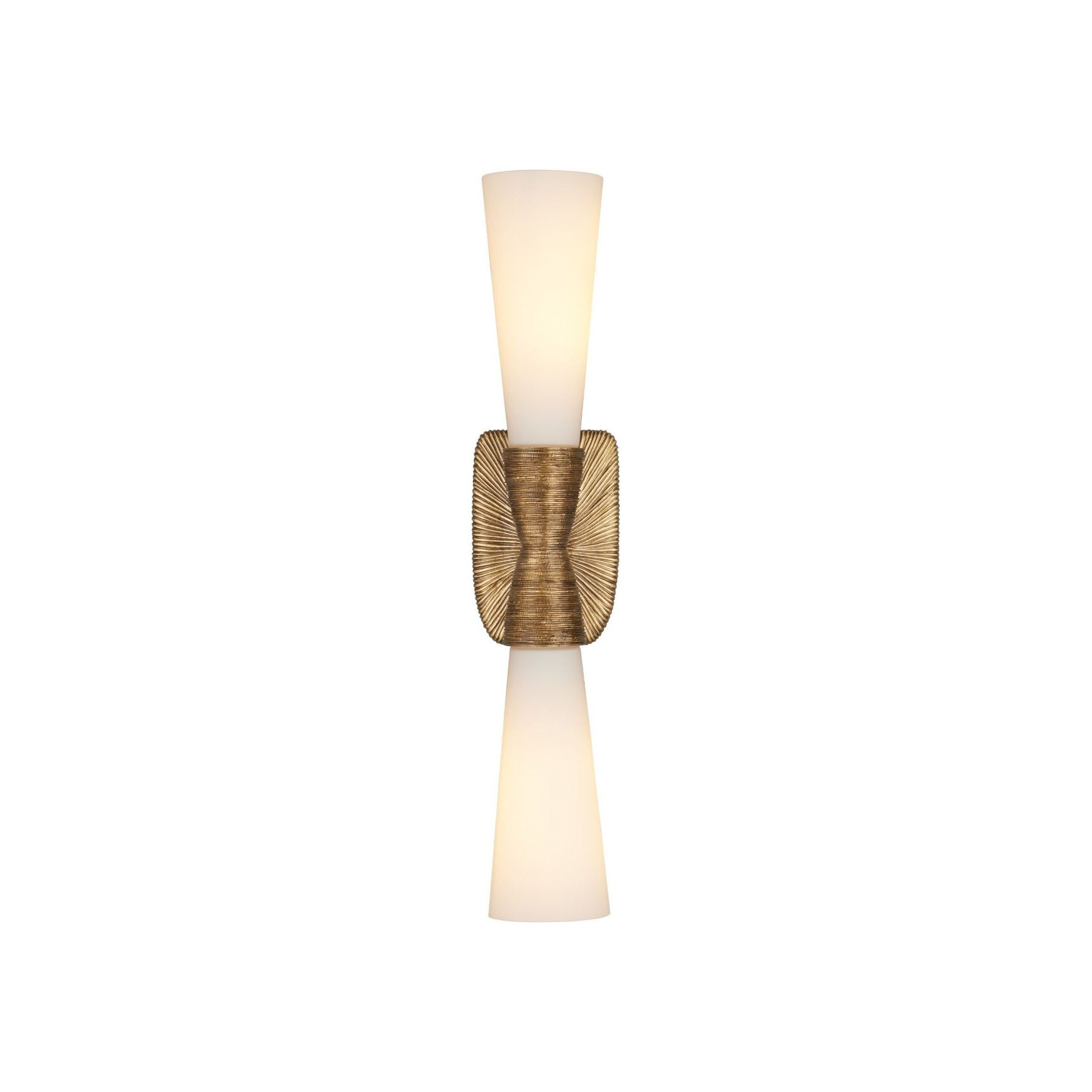 Currey and Company - 5800-0065 - Two Light Wall Sconce - Burrows - Opaque White / Antique Brass