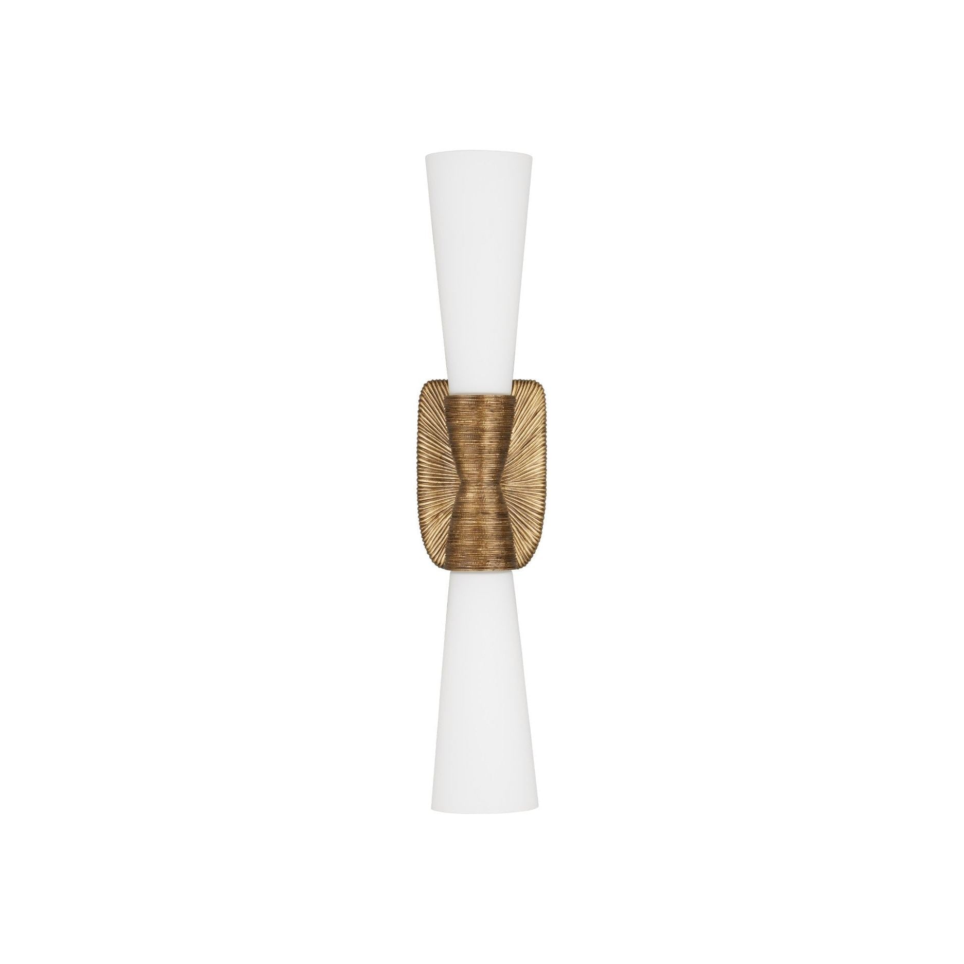 Currey and Company - 5800-0065 - Two Light Wall Sconce - Burrows - Opaque White / Antique Brass