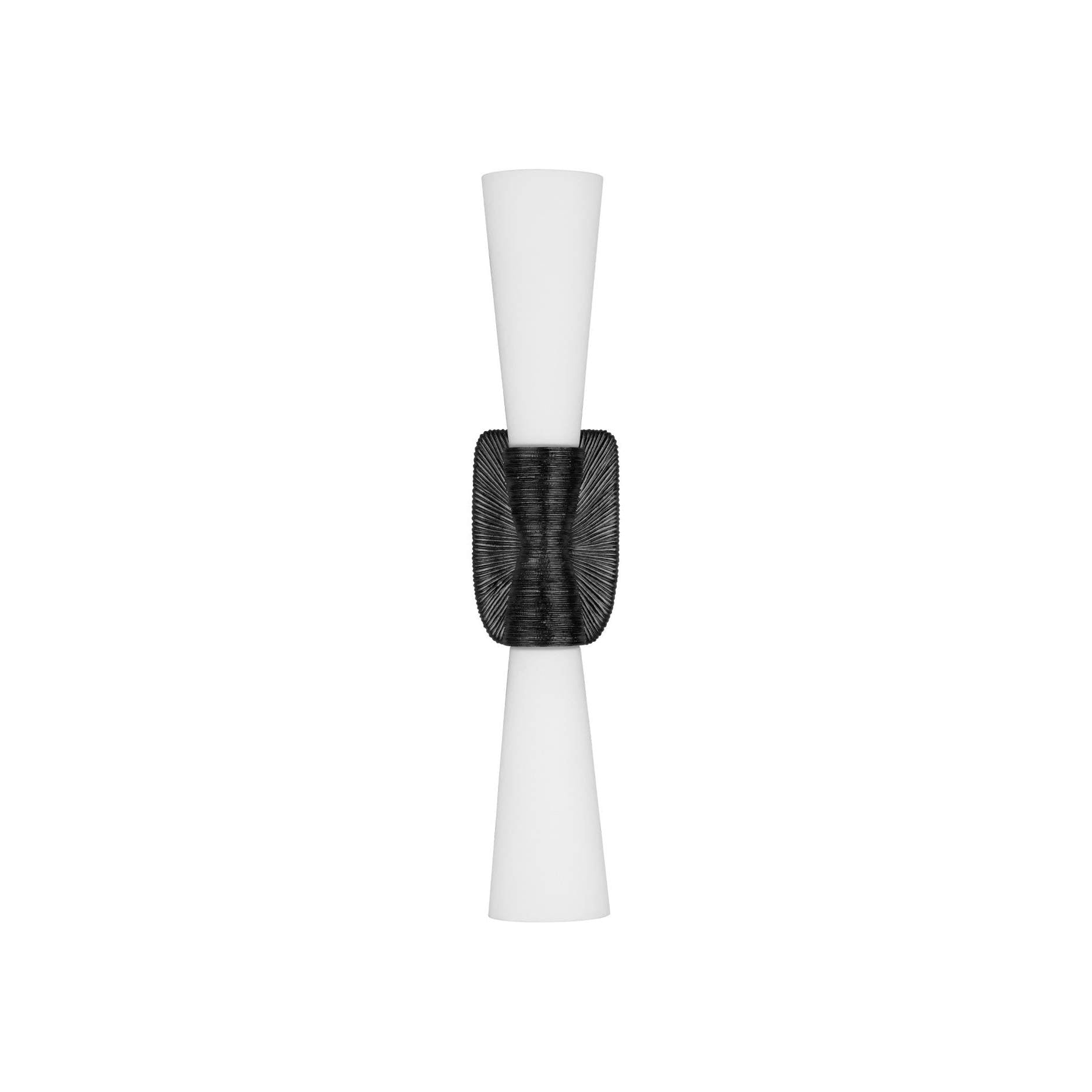 Currey and Company - 5800-0066 - Two Light Wall Sconce - Burrows - Opaque White / Oil Rubbed Bronze