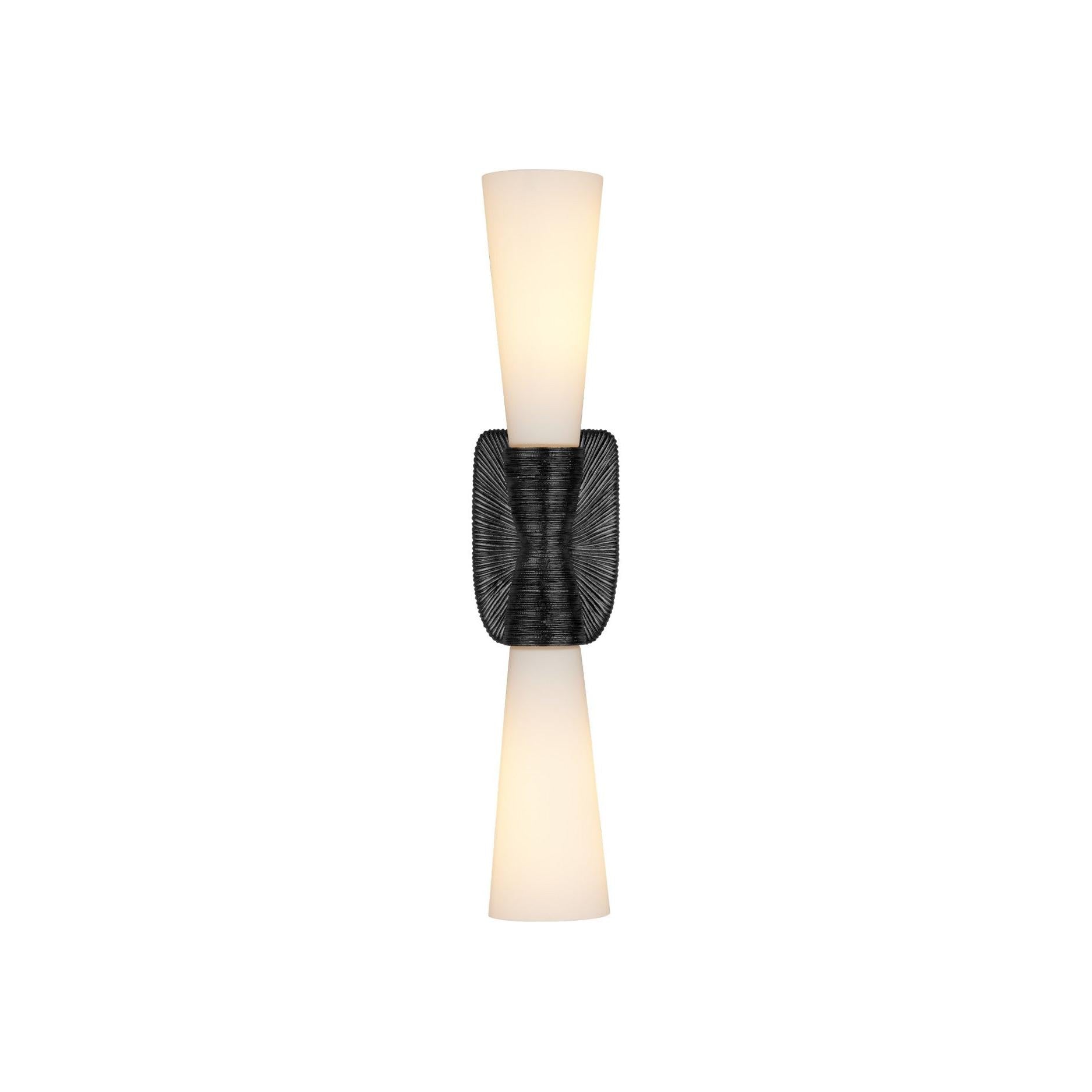 Currey and Company - 5800-0066 - Two Light Wall Sconce - Burrows - Opaque White / Oil Rubbed Bronze