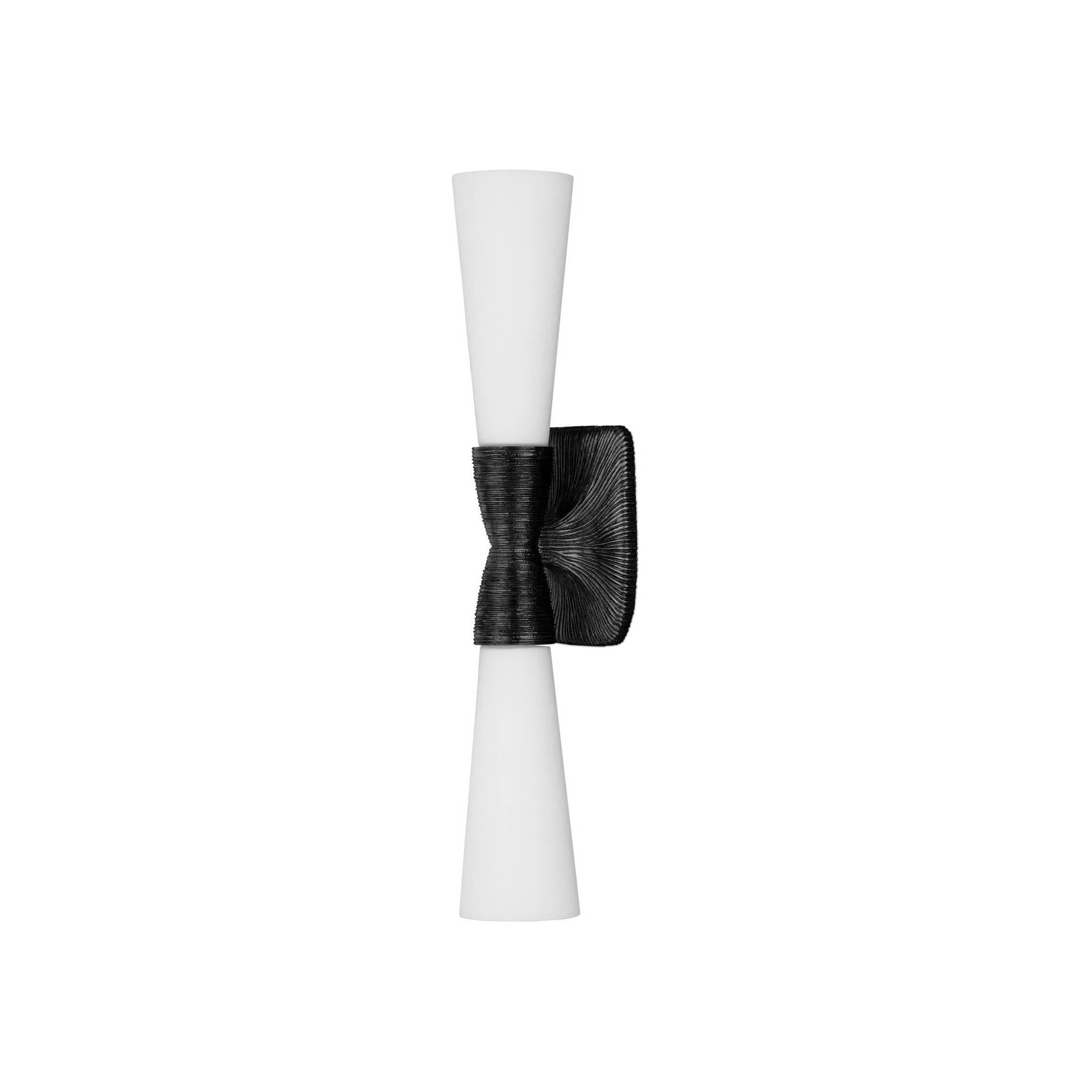 Currey and Company - 5800-0066 - Two Light Wall Sconce - Burrows - Opaque White / Oil Rubbed Bronze