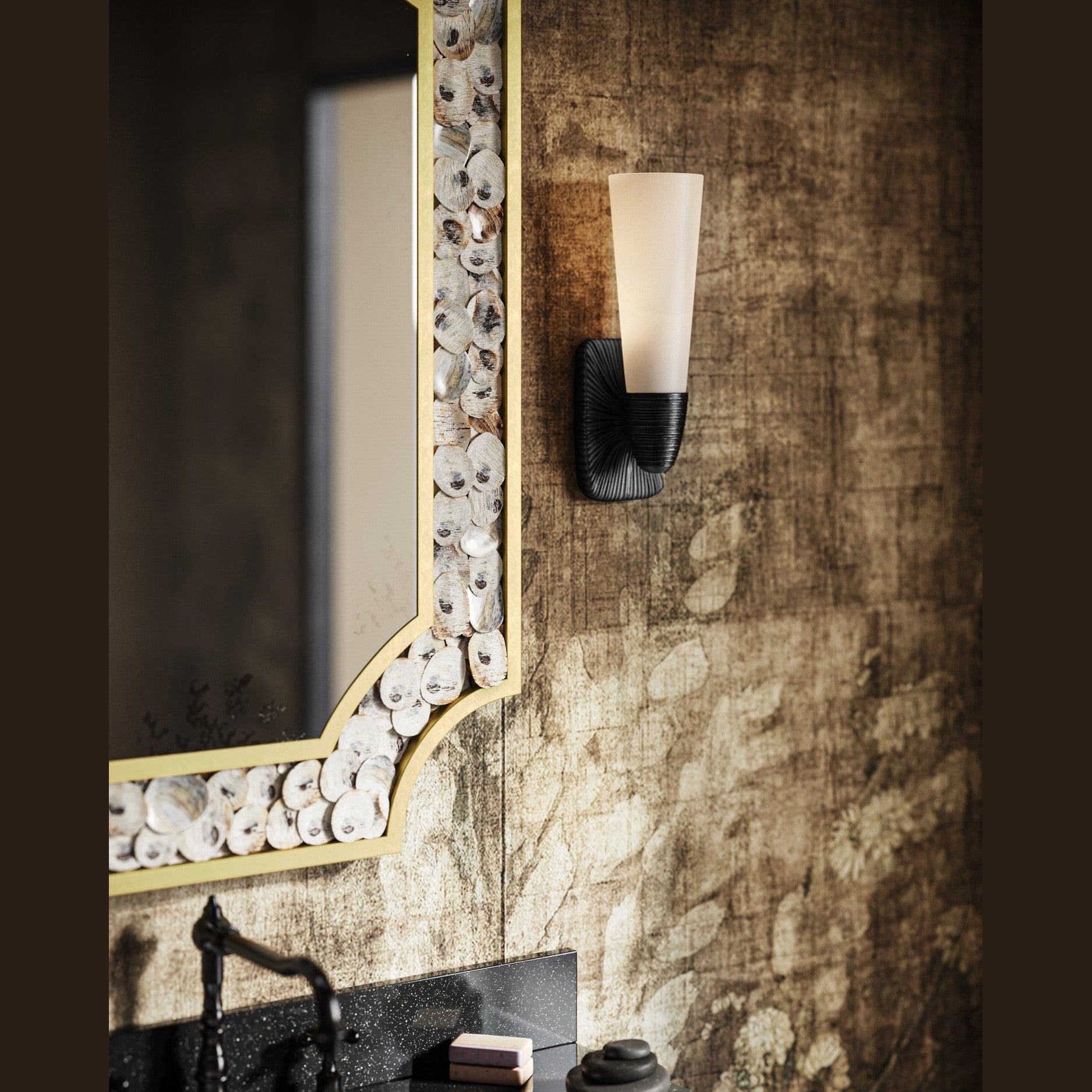 Currey and Company - 5800-0068 - One Light Wall Sconce - Bonaz - Opaque White / Oil Rubbed Bronze