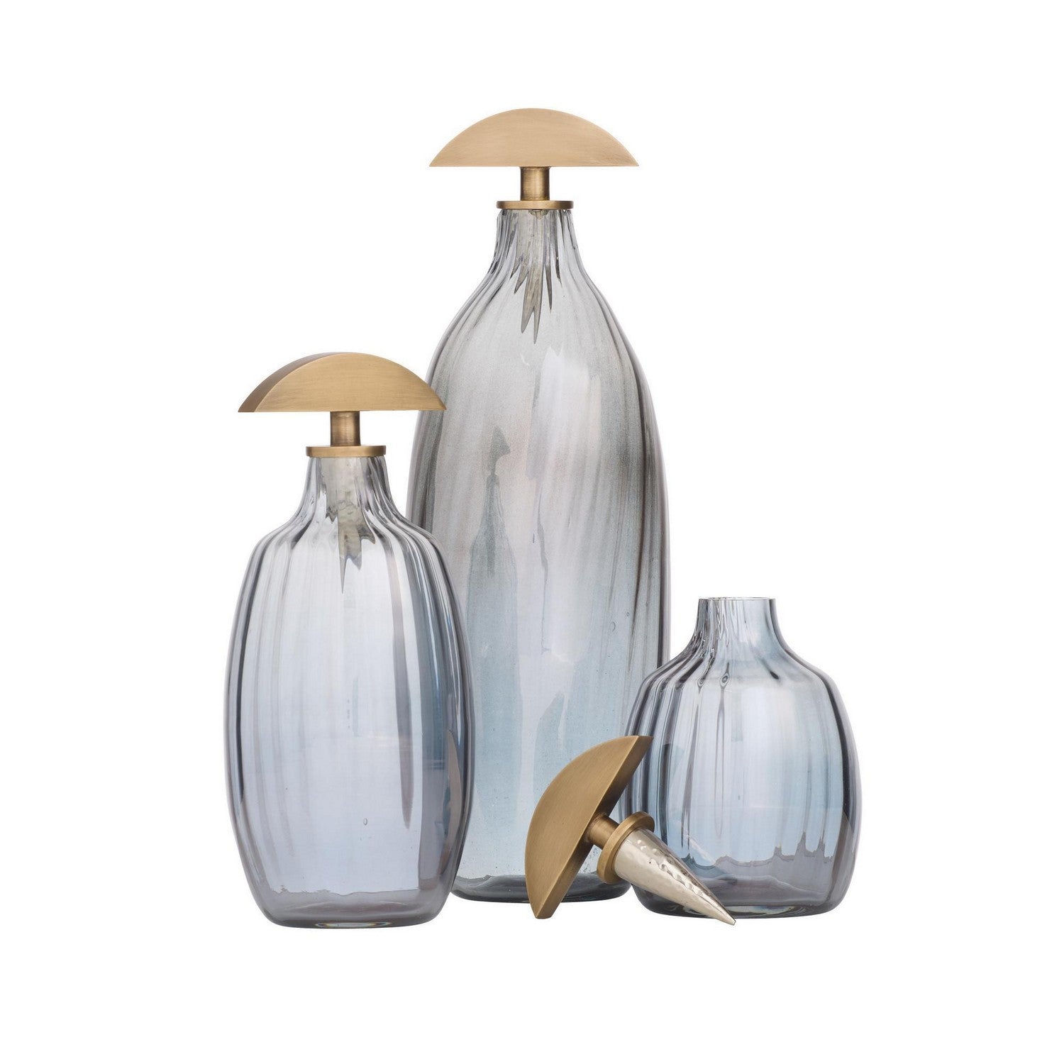 Arteriors - ARI22 - Decanters, Set of 3 - Karis - Blue Smoke Luster