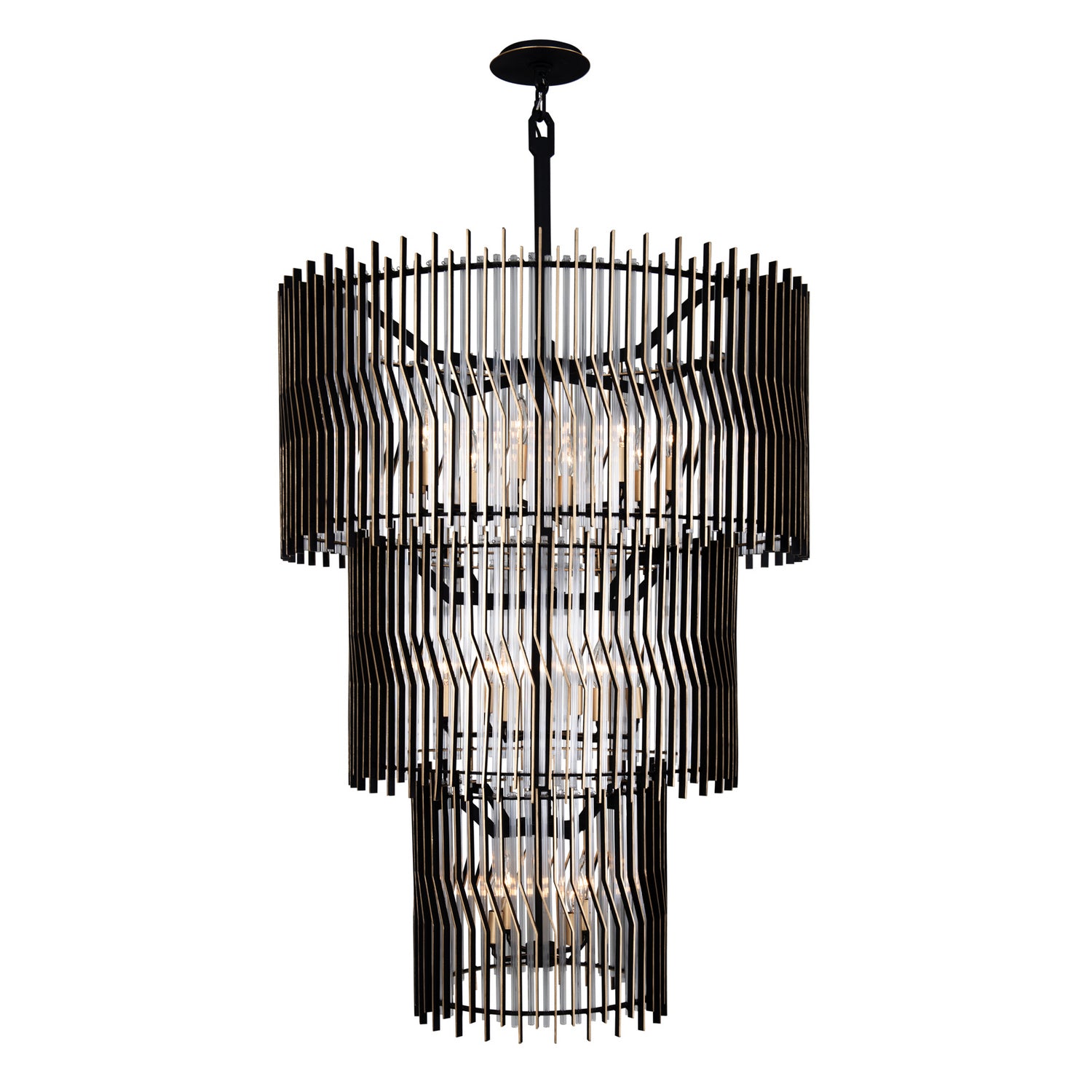 Varaluz - 393C18MBFG - 18 Light Chandelier - Park Row - Matte Black/French Gold