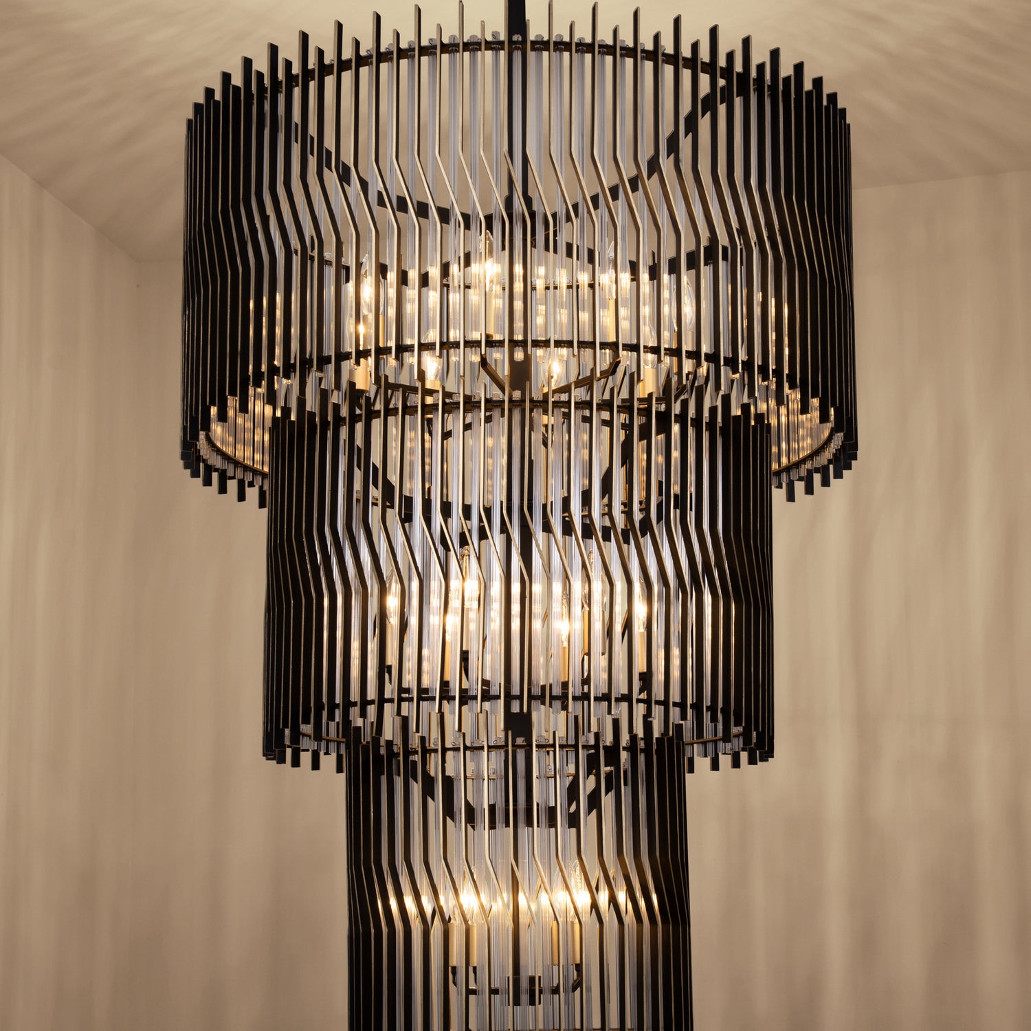 Varaluz - 393C18MBFG - 18 Light Chandelier - Park Row - Matte Black/French Gold
