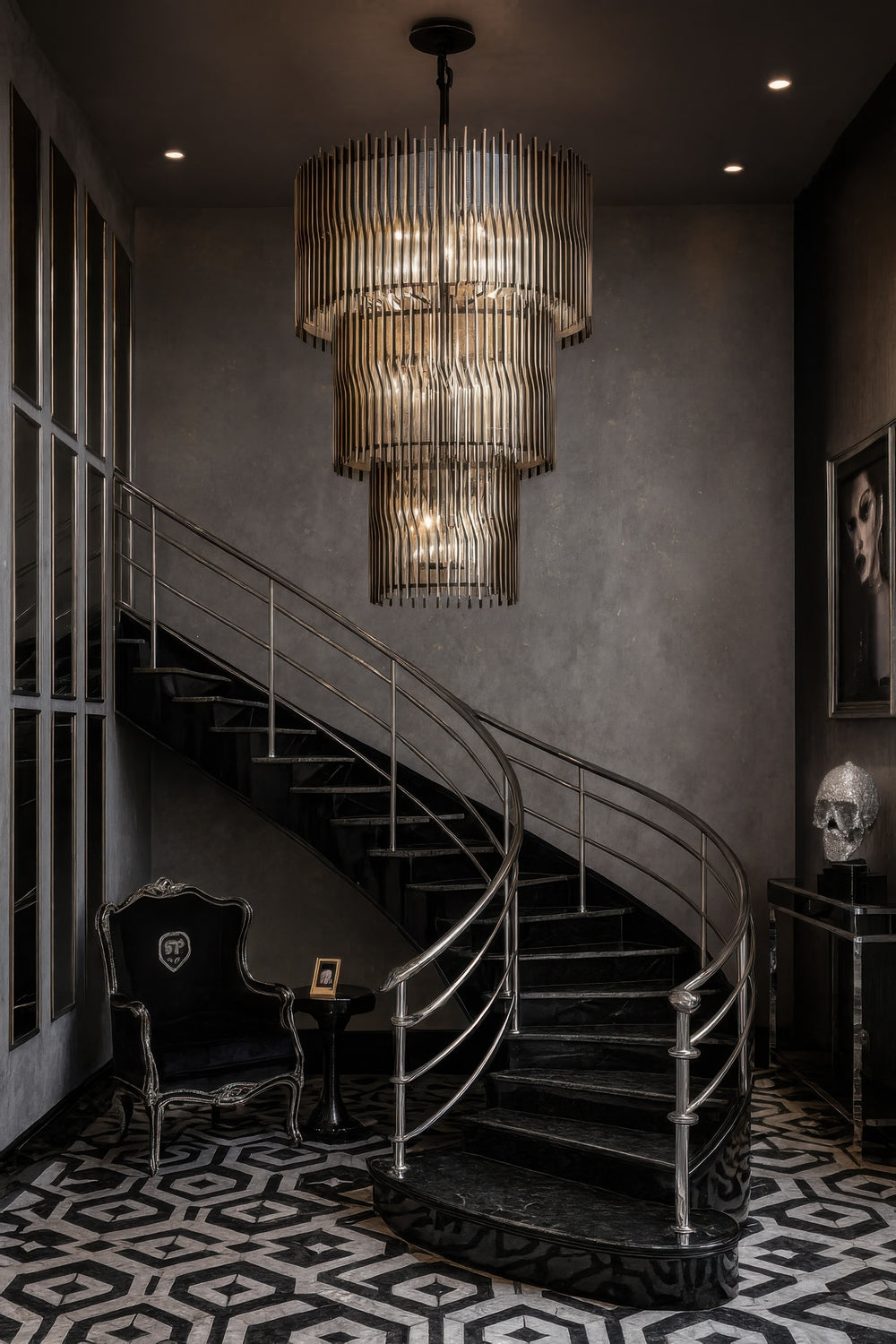 Varaluz - 393C18MBFG - 18 Light Chandelier - Park Row - Matte Black/French Gold