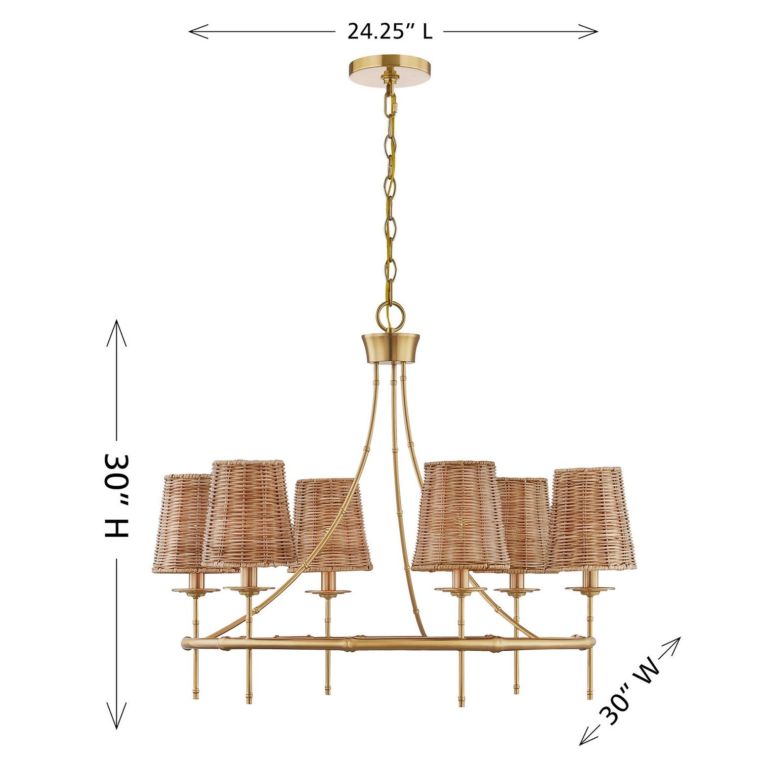 Savoy House - 1-3961-6-322 - Six Light Chandelier - Ashbury - Warm Brass