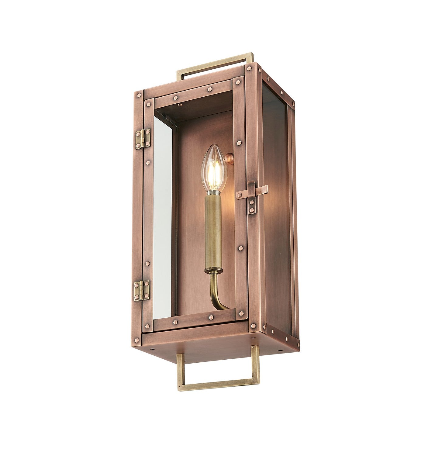 Acclaim Lighting - 1010CP - One Light Wall Lantern - Spencer - Antique Copper with Brass