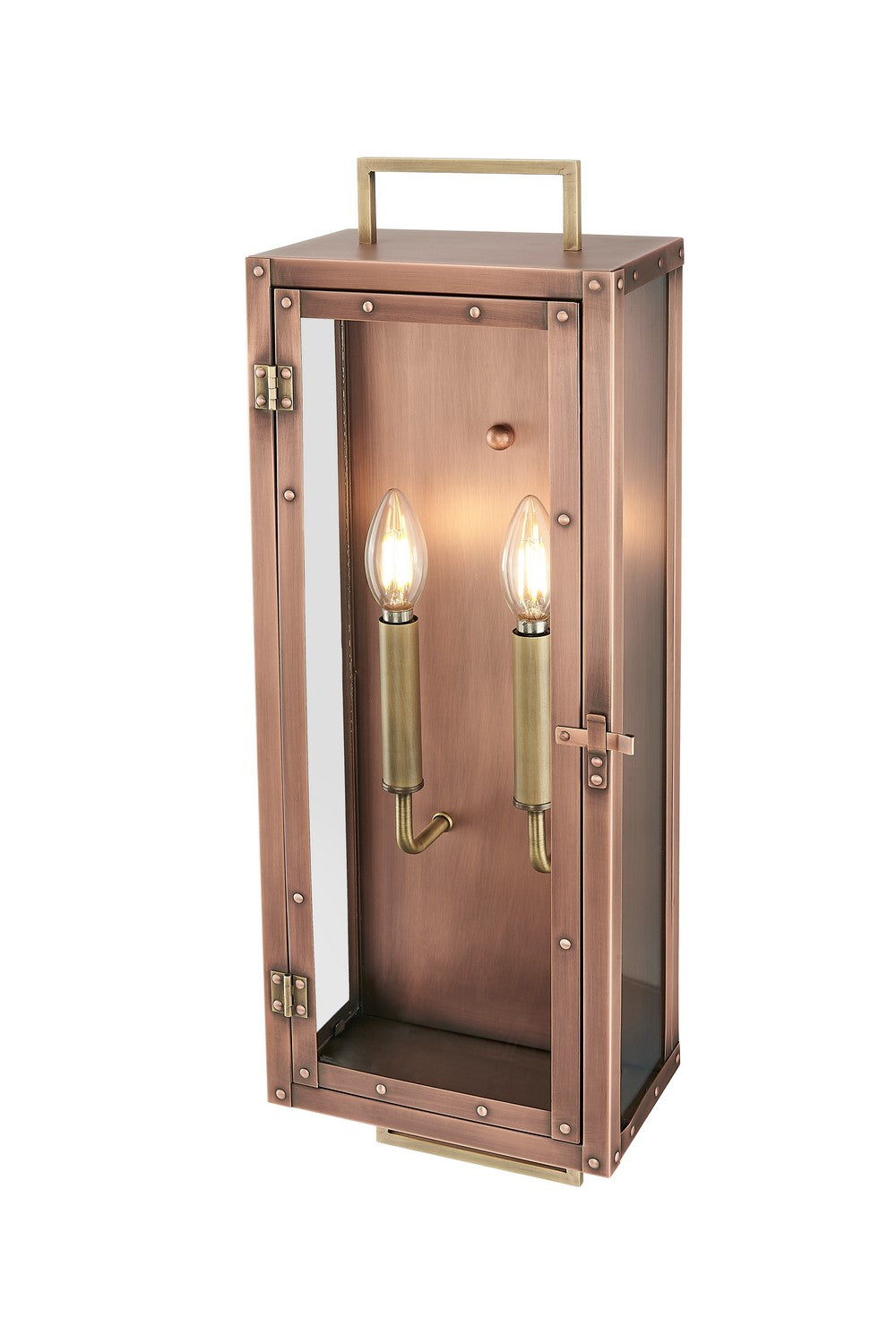 Acclaim Lighting - 1011CP - Two Light Wall Lantern - Spencer - Antique Copper with Brass