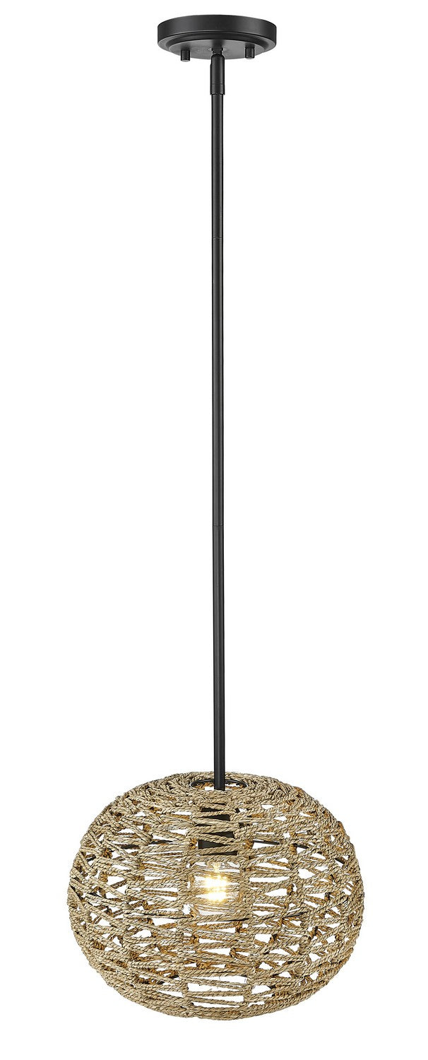 Acclaim Lighting - IN20005BK - One Light Pendant - Berkshire - Black Metal with Natural Seagrass