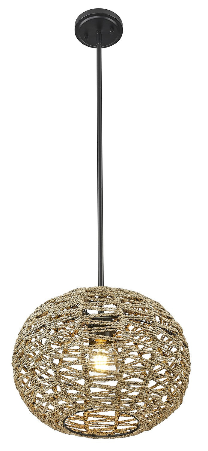Acclaim Lighting - IN20005BK - One Light Pendant - Berkshire - Black Metal with Natural Seagrass