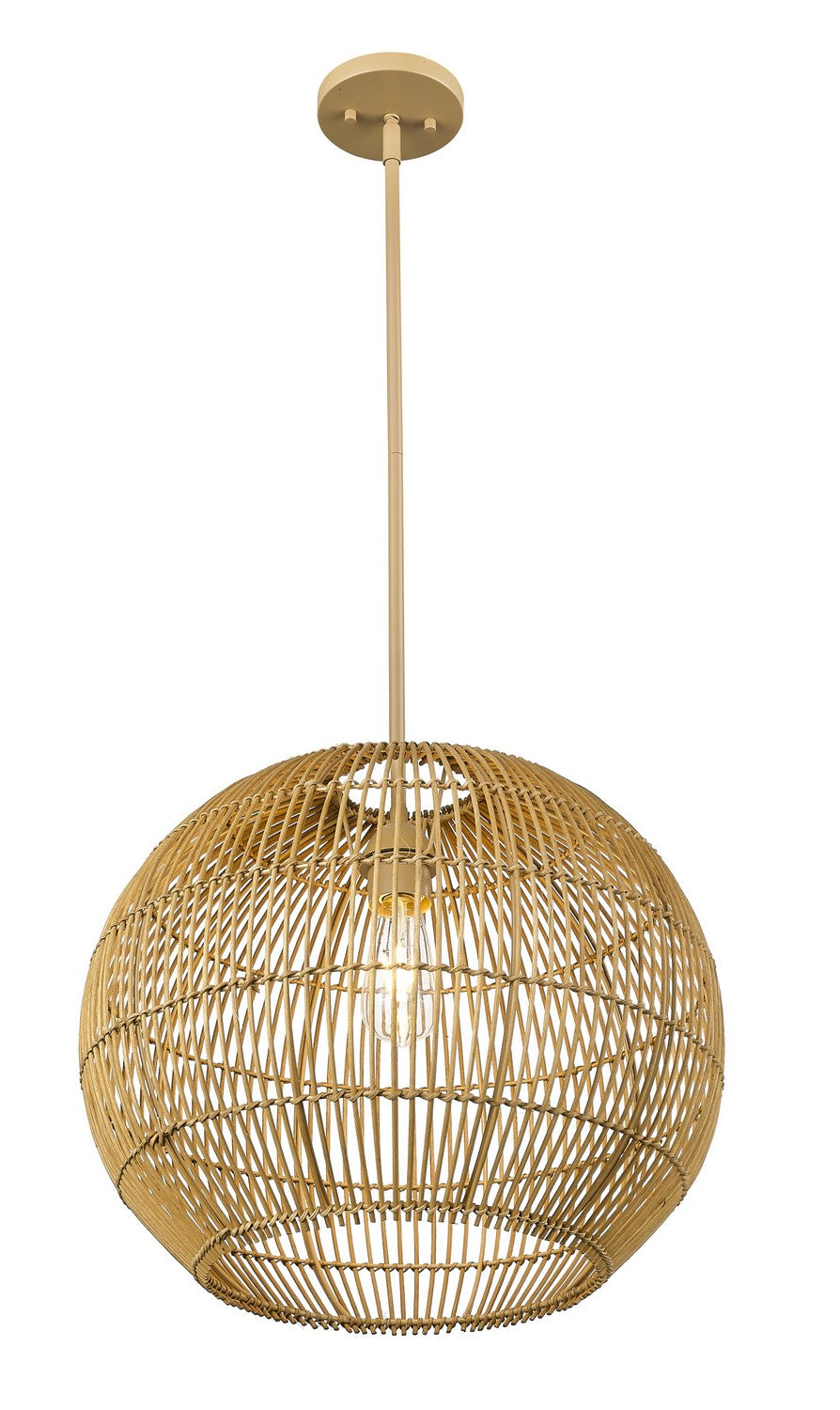 Acclaim Lighting - IN20006WK - One Light Pendant - Berkshire - Tan Metal with Camel Rattan