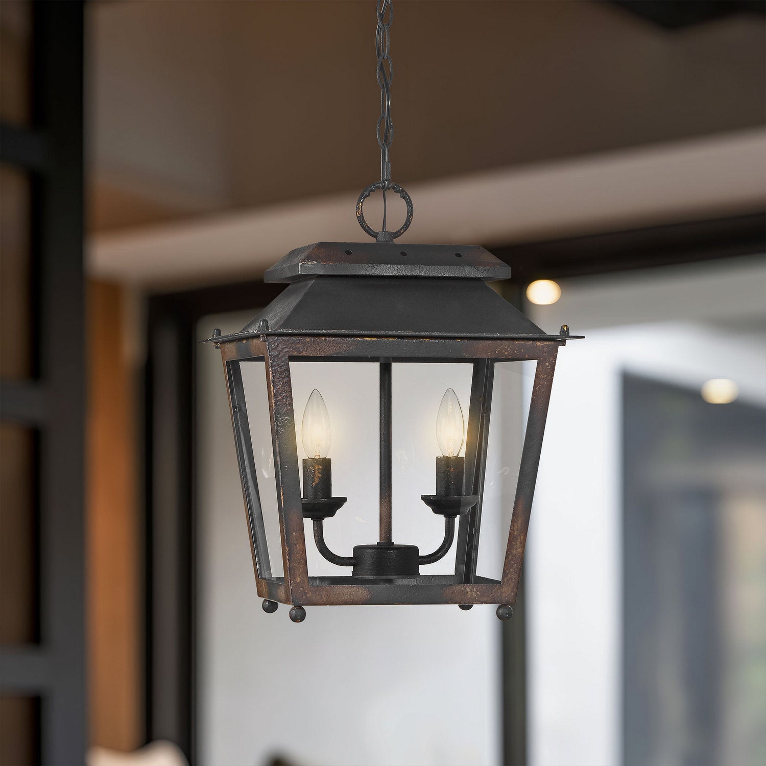 Golden - 0804-M2L ABI - Two Light Mini Pendant - Abingdon - Antique Black Iron