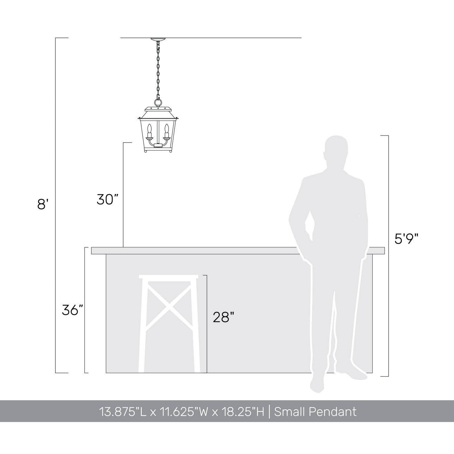 Golden - 0804-M2L ABI - Two Light Mini Pendant - Abingdon - Antique Black Iron