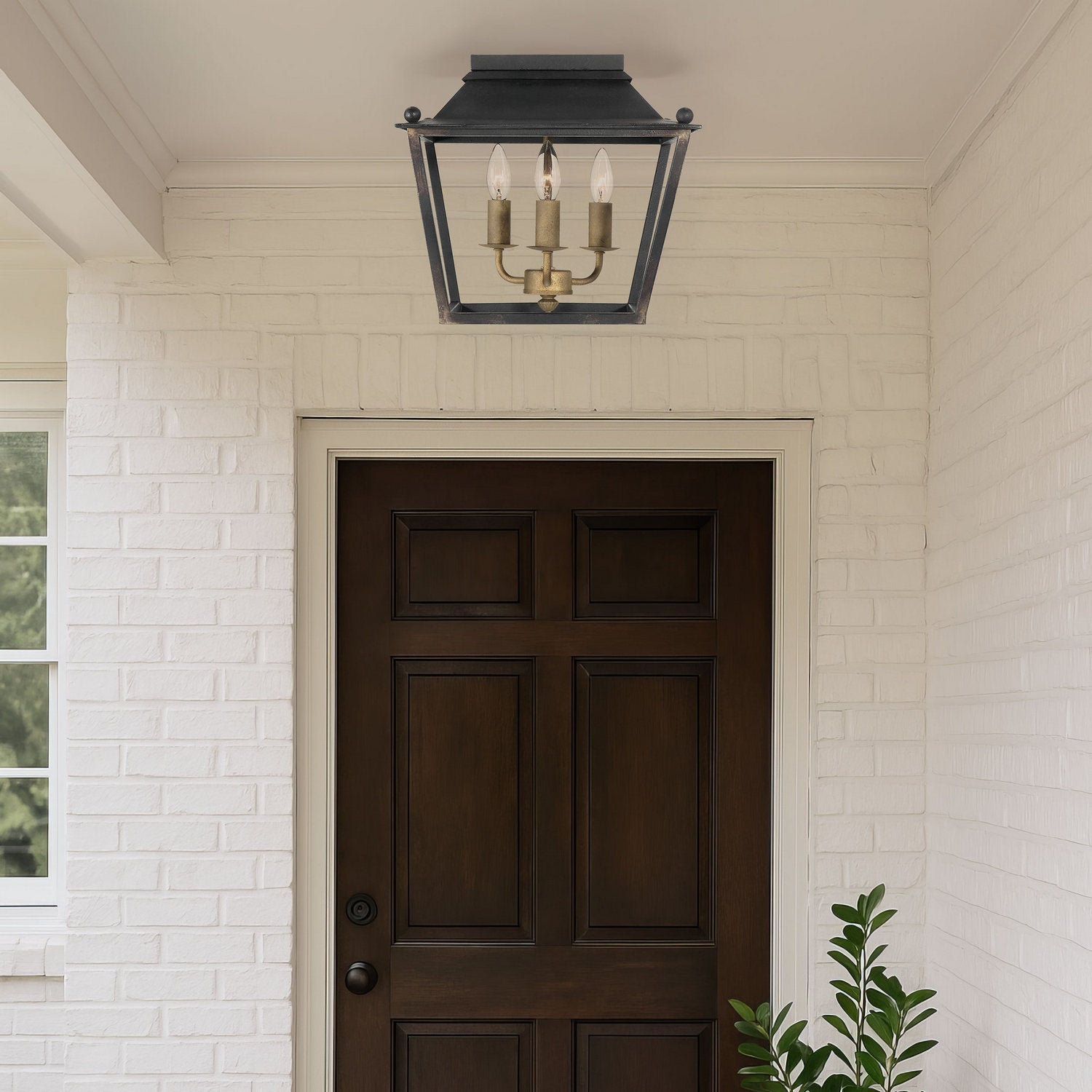Golden - 0888-FM ABI - Three Light Flush Mount - Christoff - Antique Black Iron