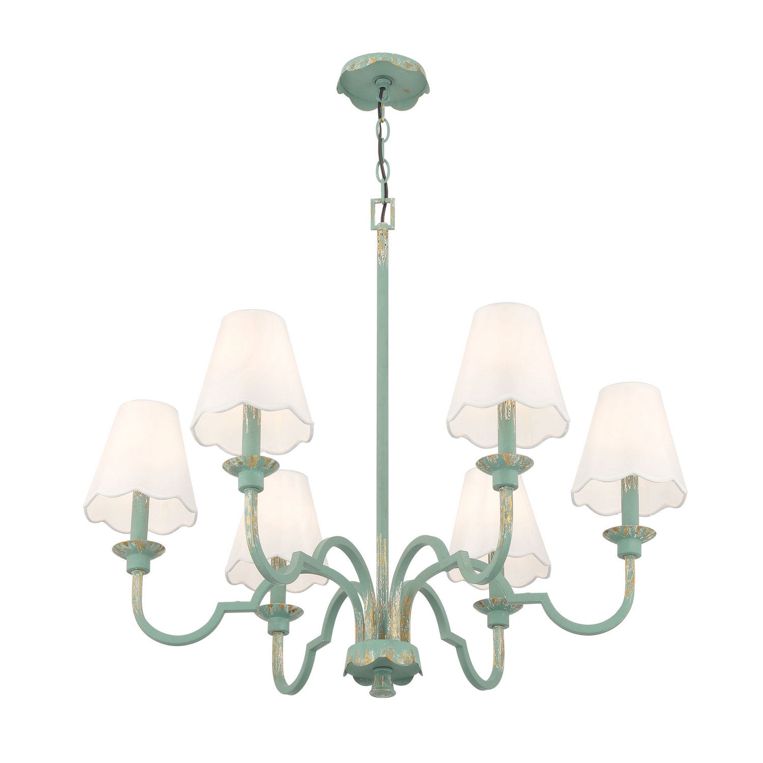 Golden - 7008-6 TEAL-WY - Six Light Chandelier - Cheshire - Antique Teal
