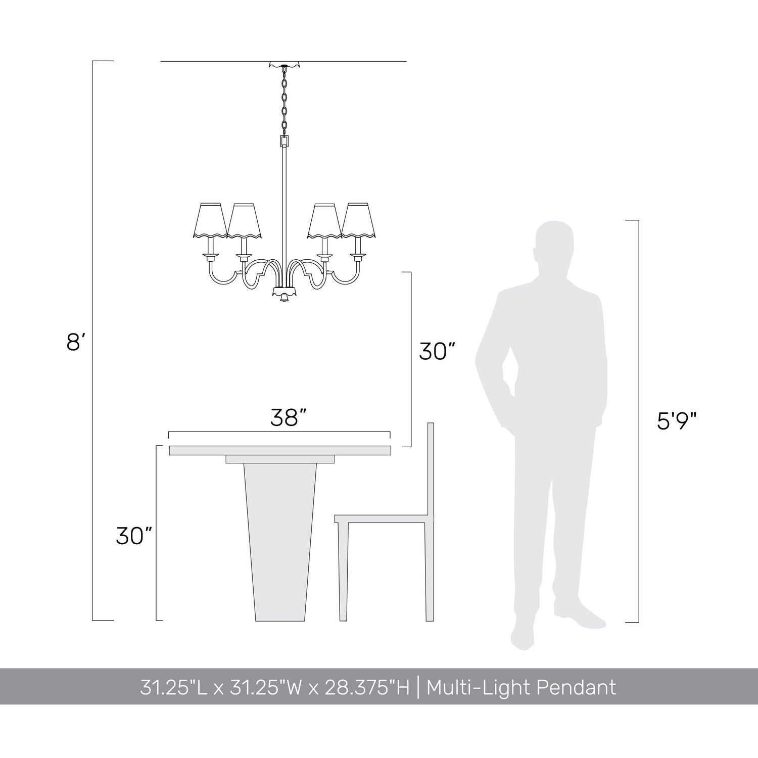 Golden - 7008-6 TEAL-WY - Six Light Chandelier - Cheshire - Antique Teal