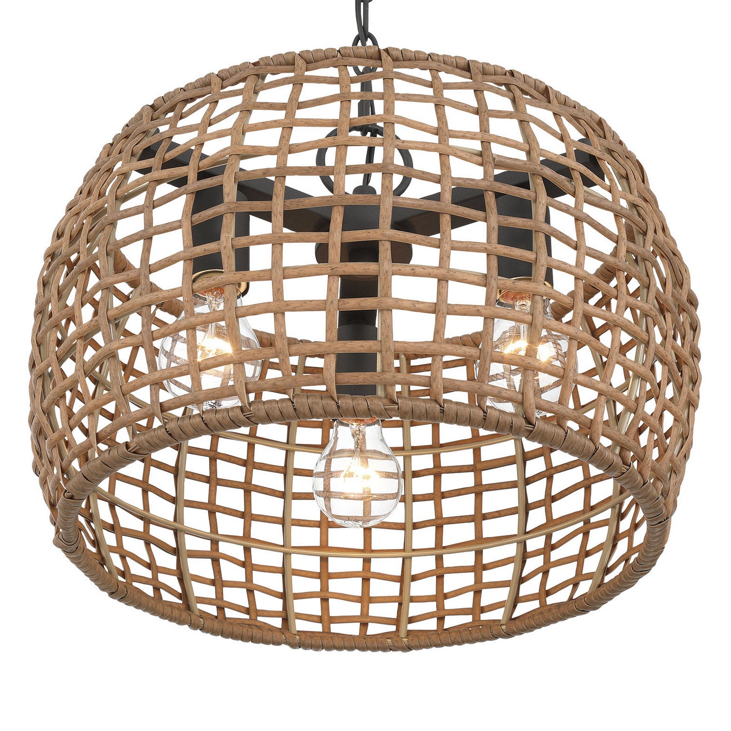 Golden - 3000-3P NB-MAW - Three Light Pendant - Weavelight - Natural Black