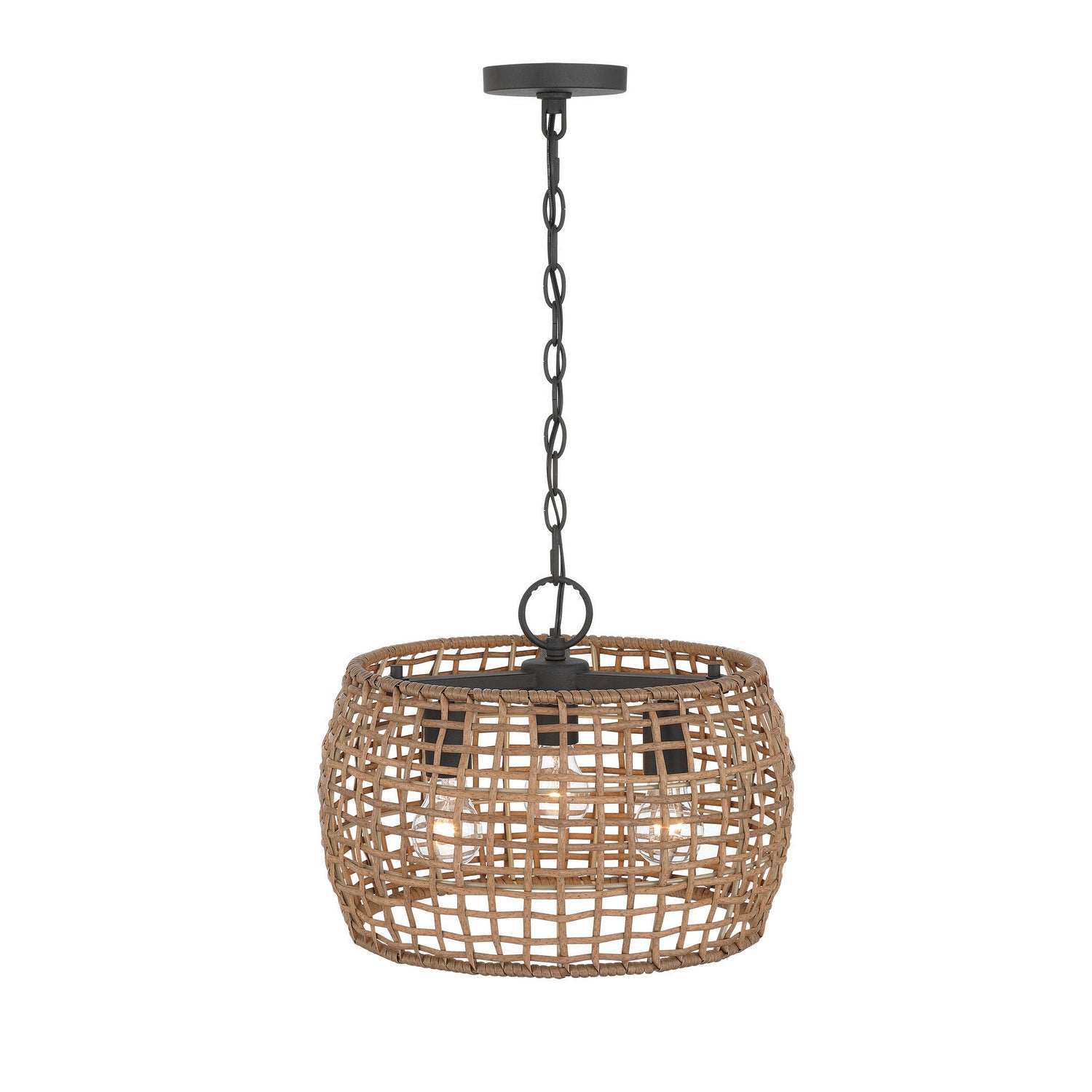 Golden - 3000-3P NB-MAW - Three Light Pendant - Weavelight - Natural Black