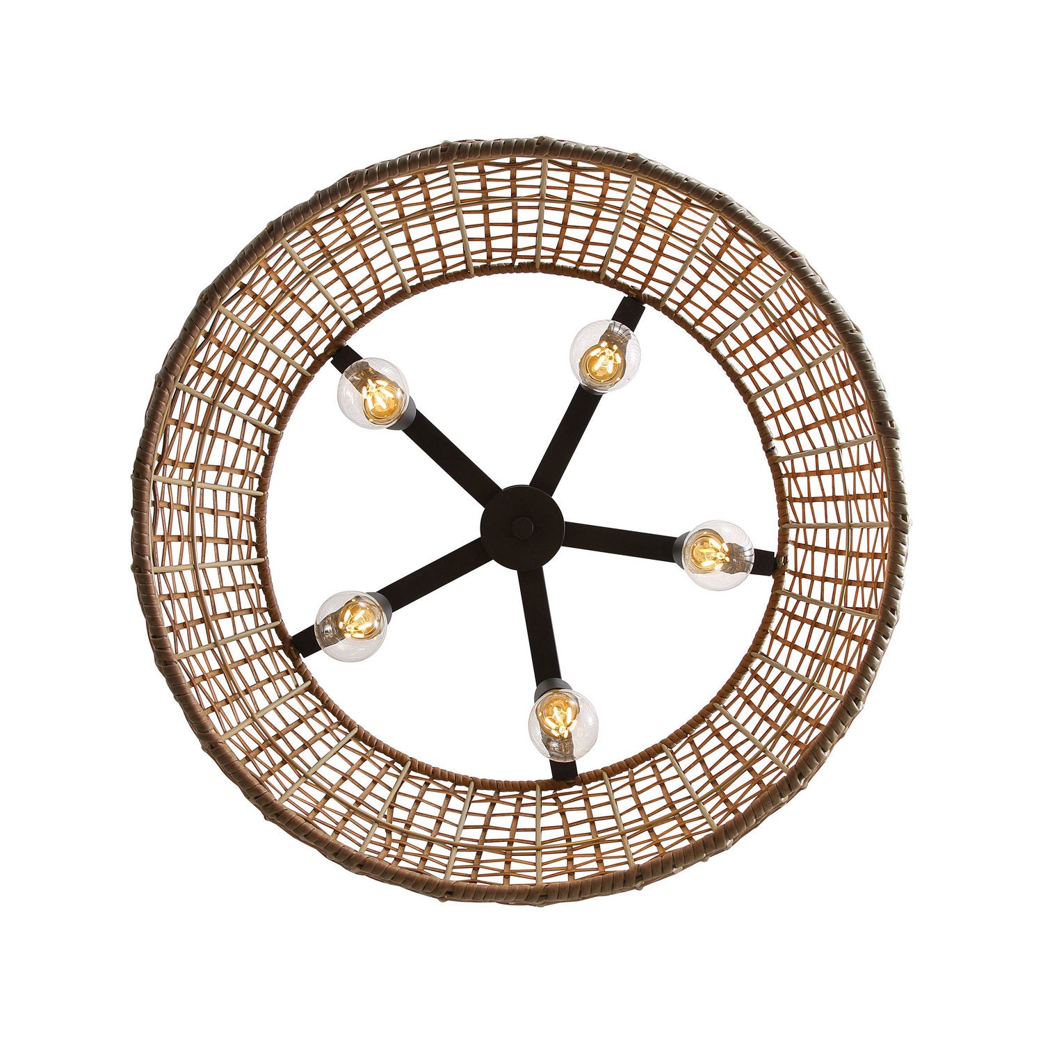 Golden - 3000-5P NB-MAW - Five Light Pendant - Weavelight - Natural Black