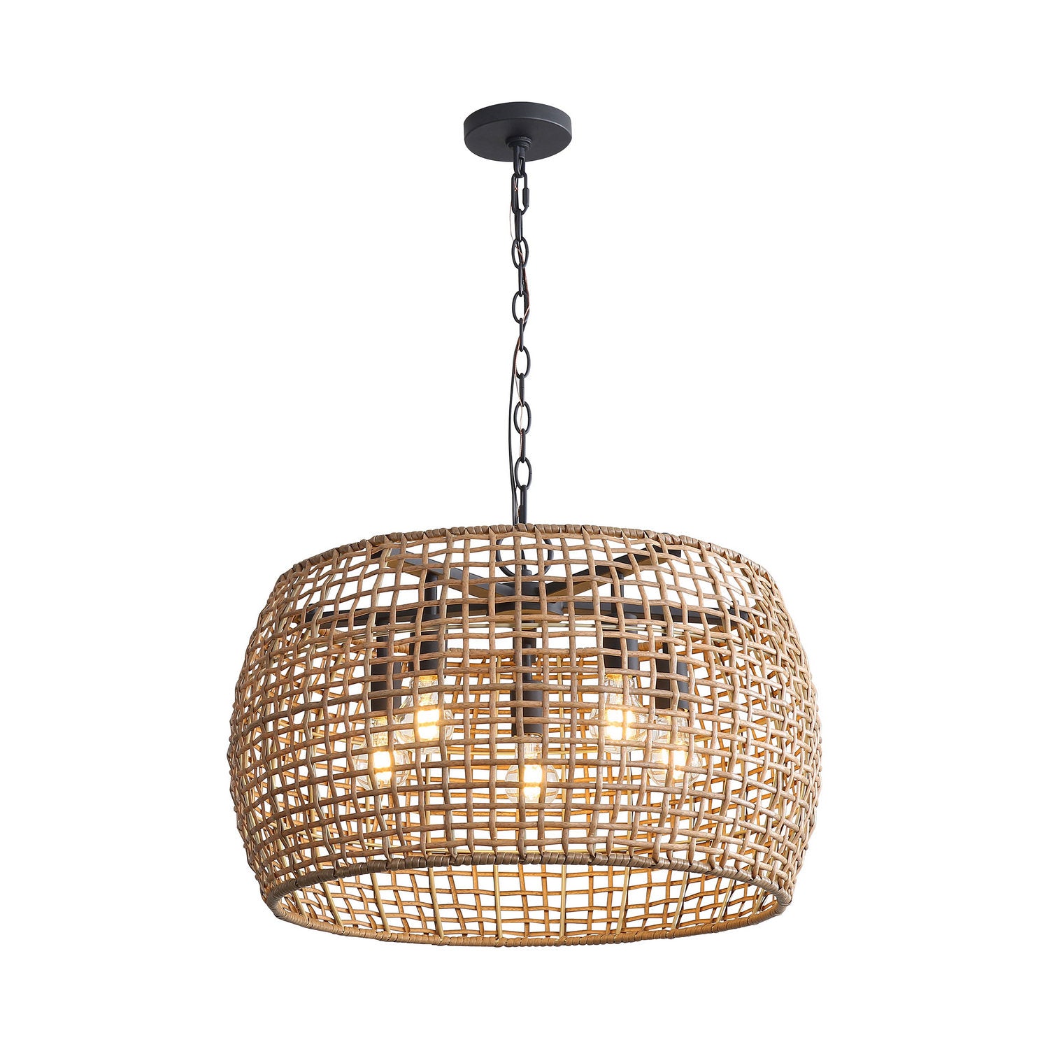 Golden - 3000-5P NB-MAW - Five Light Pendant - Weavelight - Natural Black
