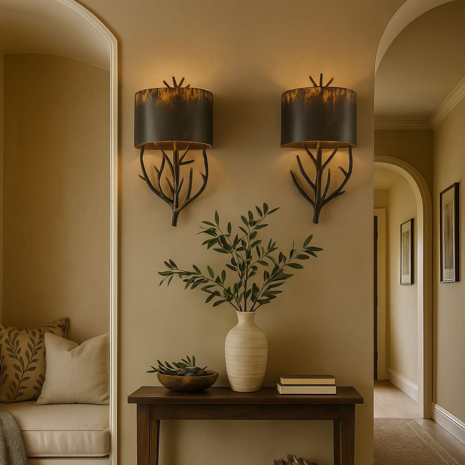 Golden - 4500-WSC ABI - Two Light Wall Sconce - Arboreal - Antique Black Iron